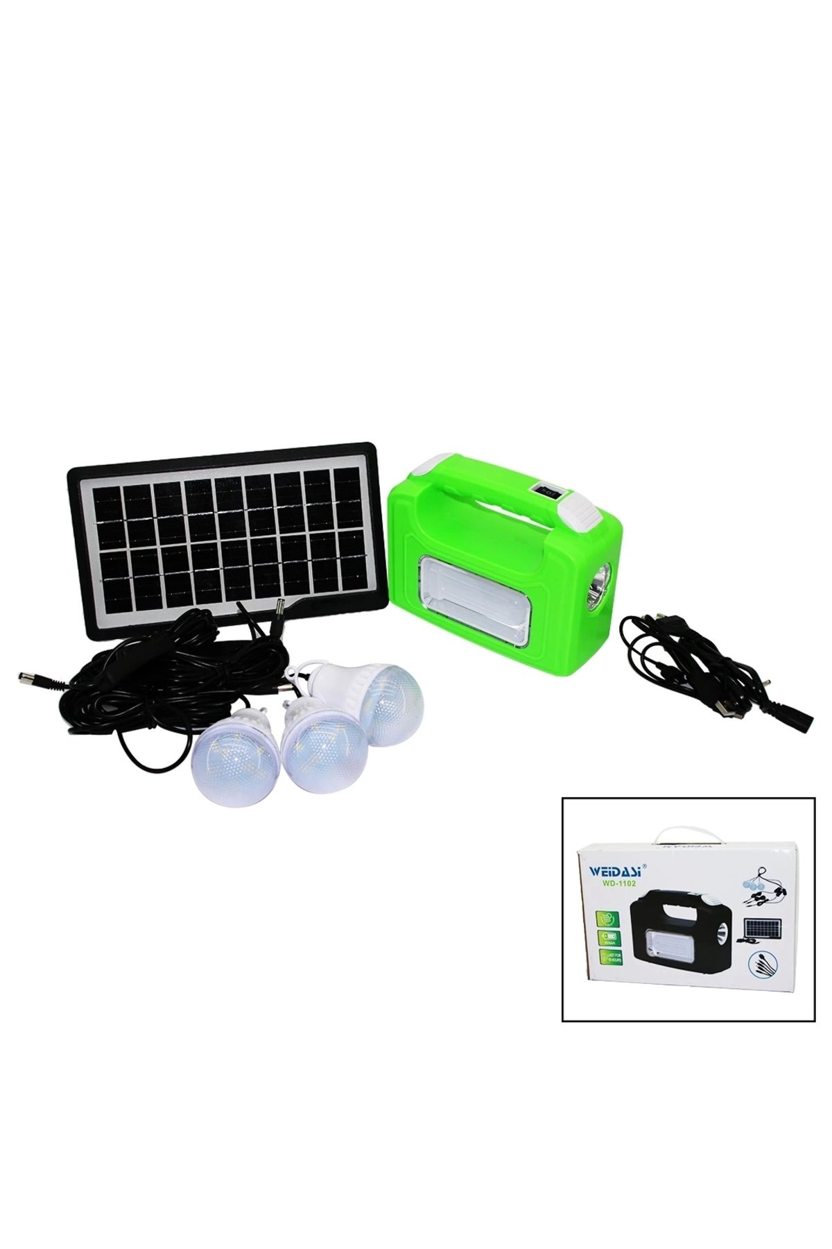 shopwave SOLAR SEYYAR PANELLİ - FİŞ ŞARJLI 2İN1 YATAY - OVAL MODEL EL FENERİ - 3 PARÇA AMPUL KABLOLU - POWE