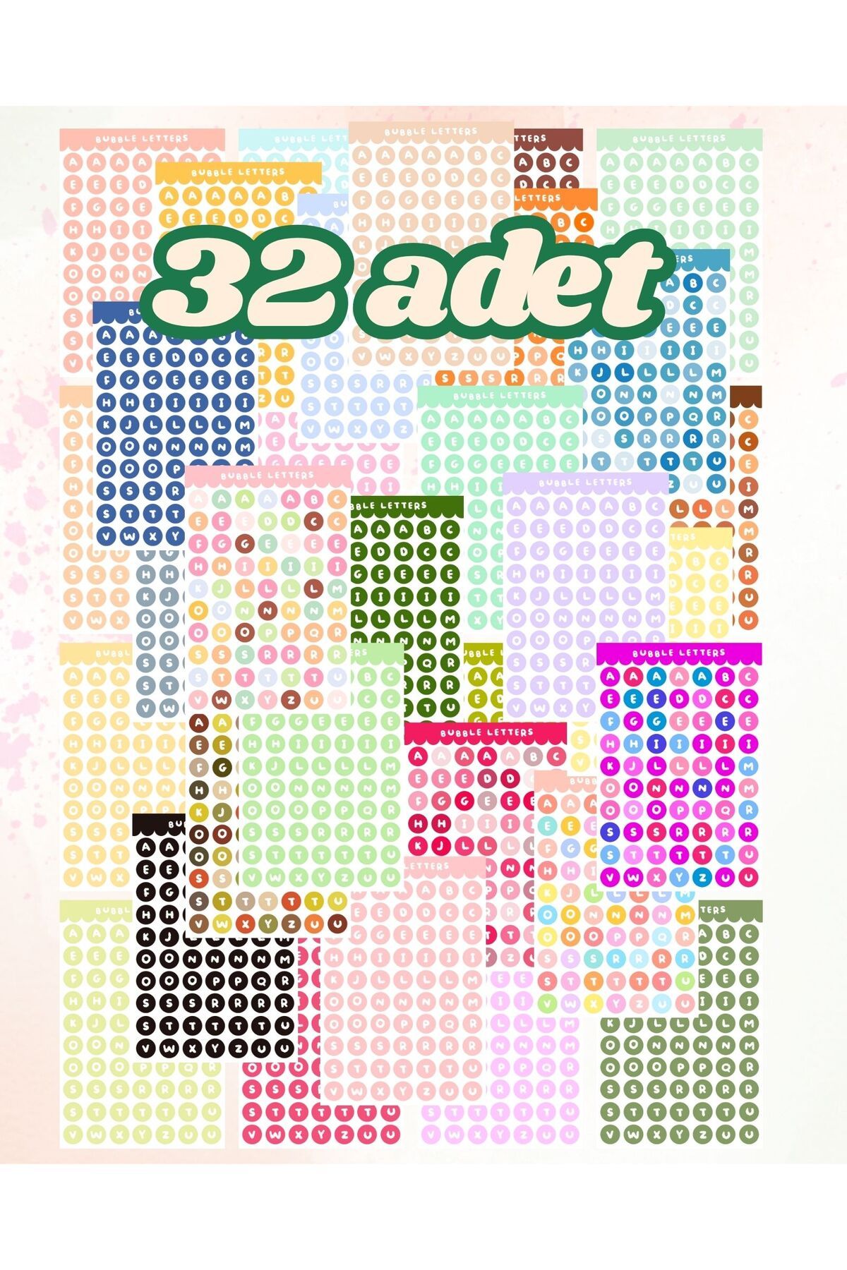 Flurina Studio Bubble Capital Letter 32 Sayfa Sticker Seti