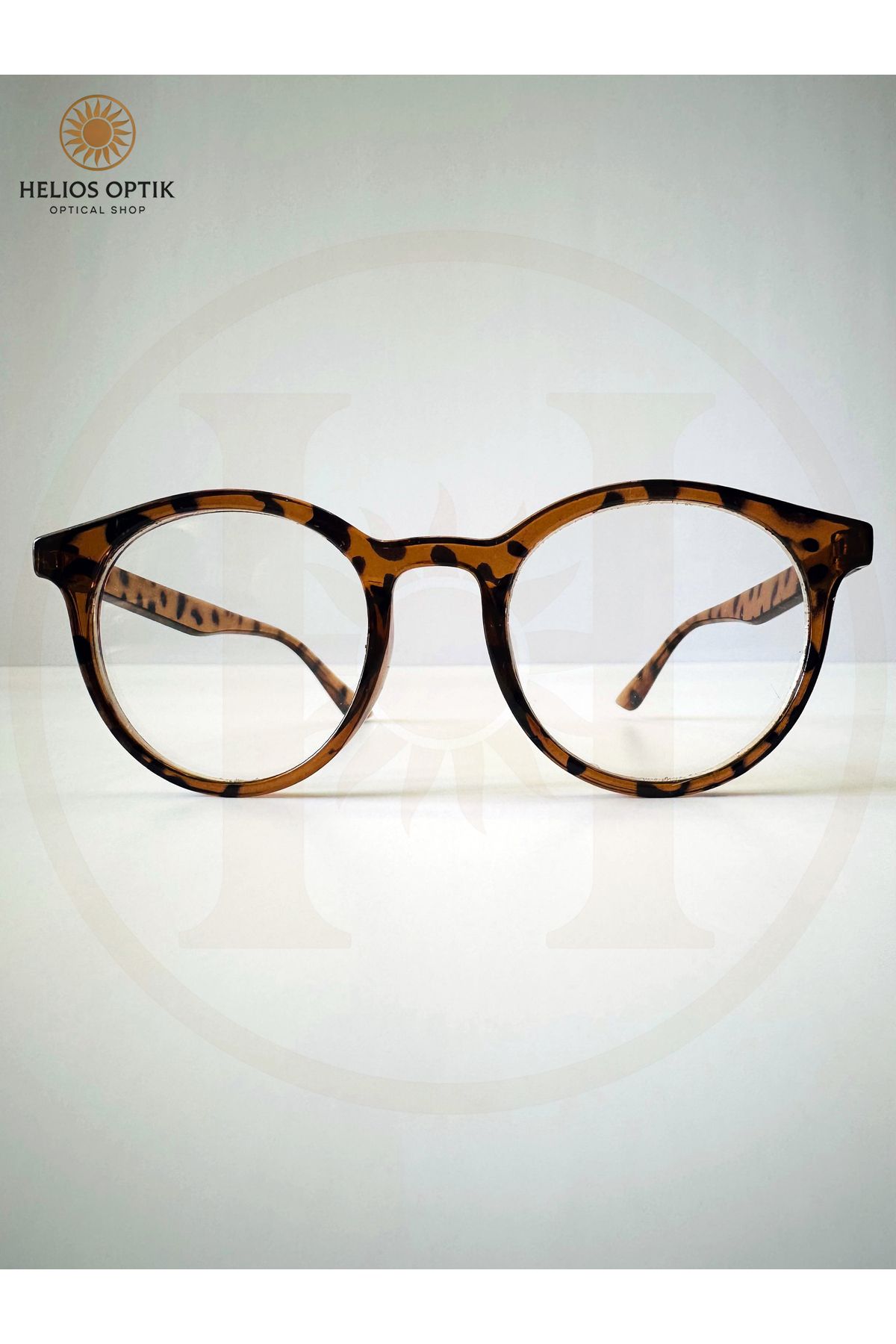 Helios Yuvarlak Leopar Desenli Unisex Gözlük