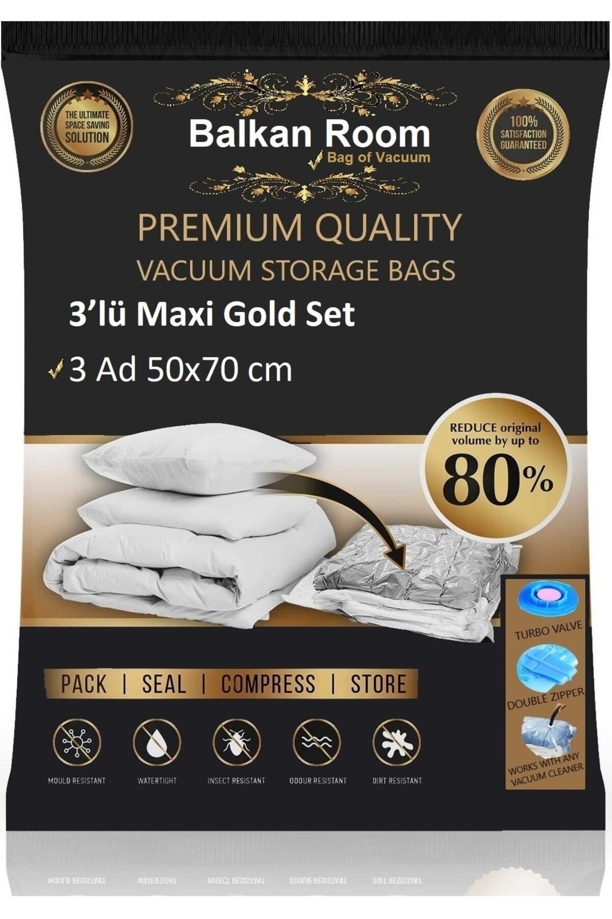 teknotrust 3’lü Maxi Gold Vakumlu Hurç ve Poşet Seti, Hızlı ve Pratik Saklama Çözümü