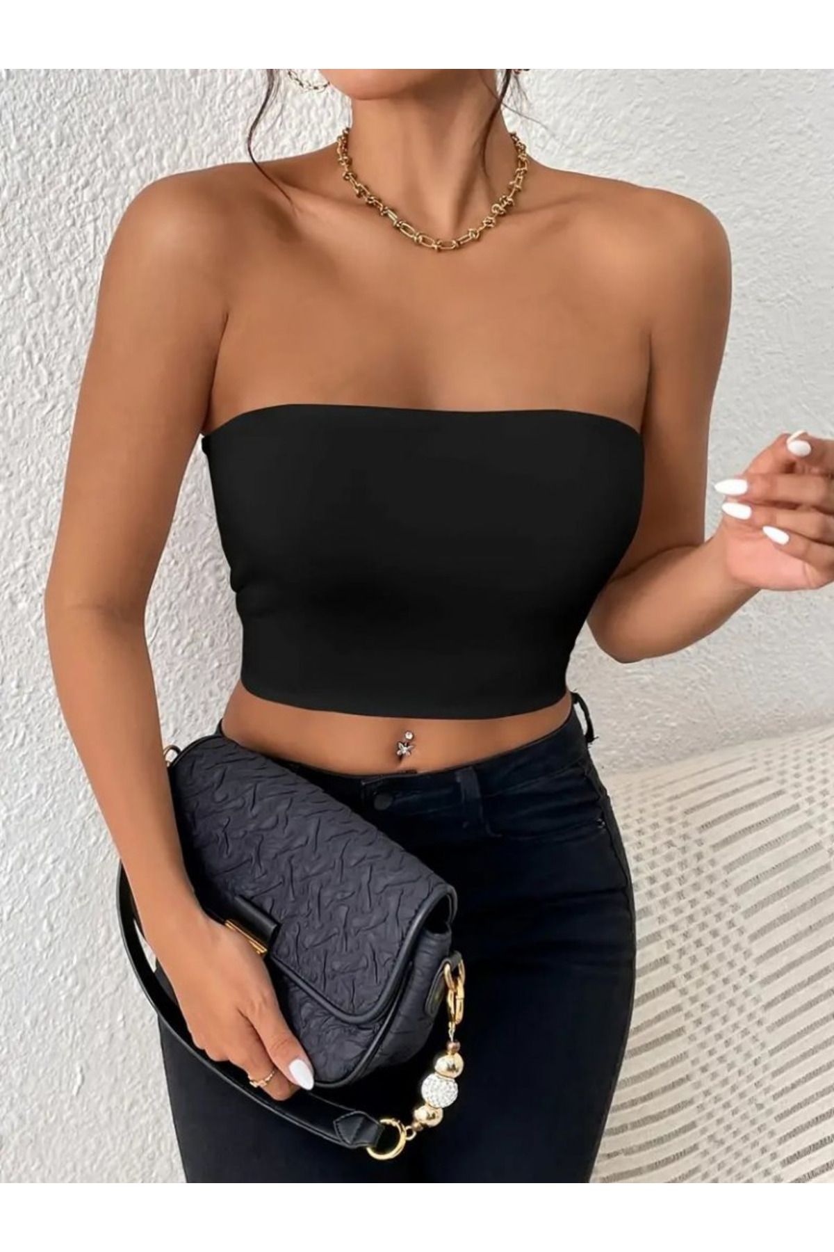 ETİLER COLLECTION Kadın Kolsuz Straplez Dalgıçbluz