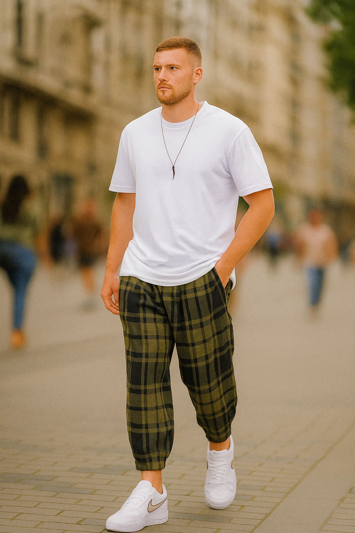 SUPERBLUE Erkek Desenli Haki Baggy Jogger Şalvar Pantolon