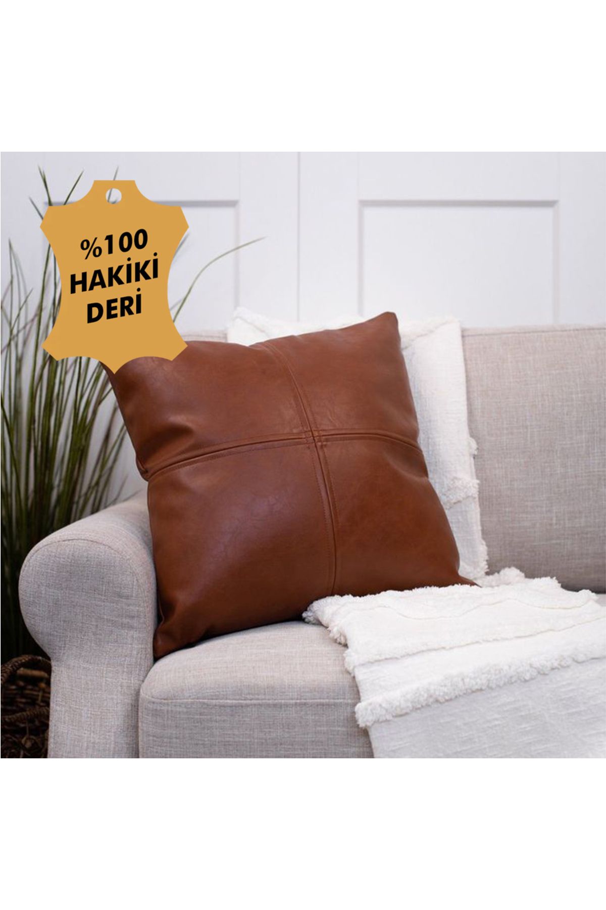 DeccoStil Veno %100 Hakiki Deri Kırlent Dolgulu 45x45 (1 adet)