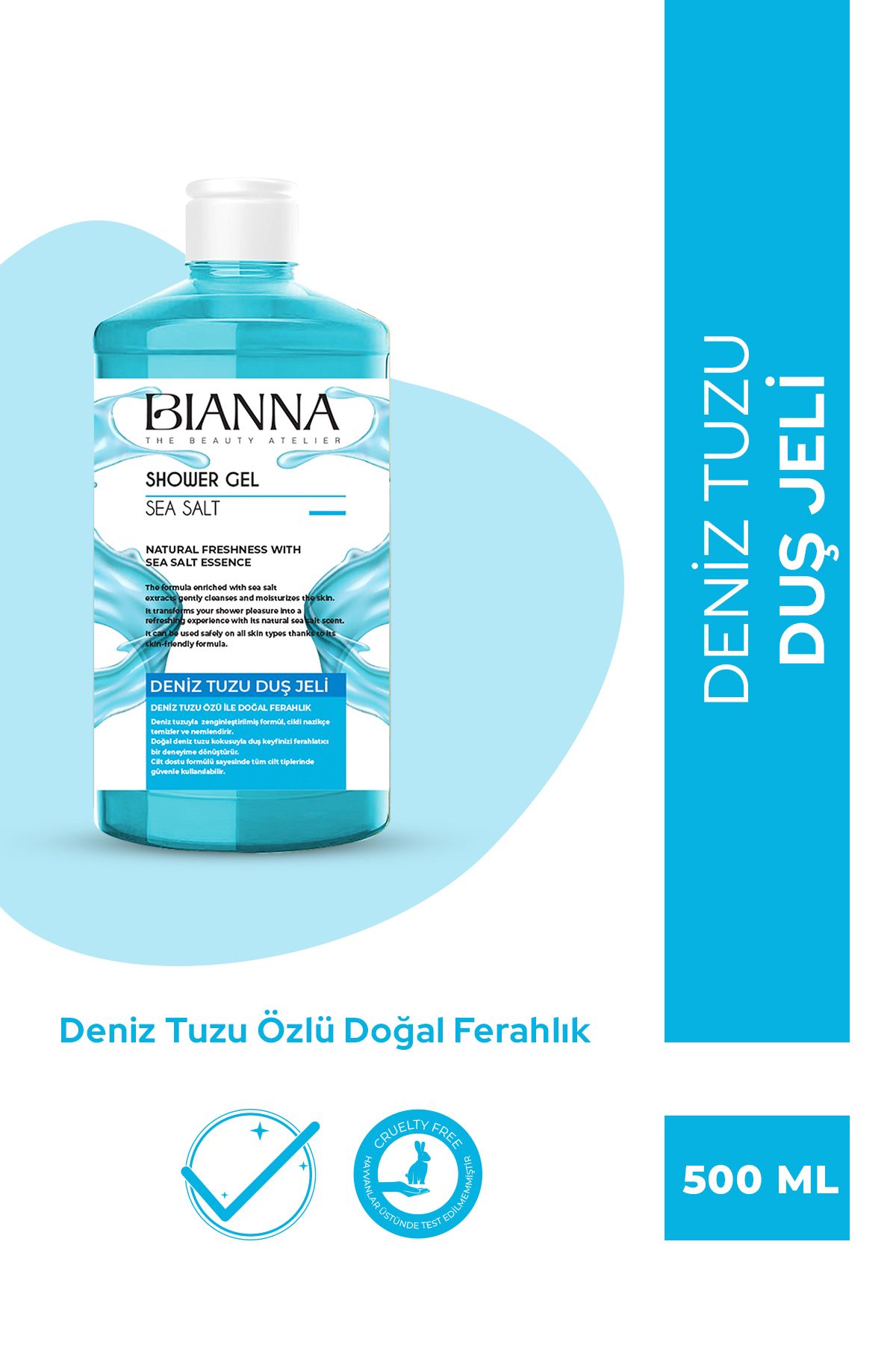 Bianna Deniz Tuzu Özlü Tüm Cilt Tipleri İçin Doğal Ferahlık Veren Vücut Duş Jeli – 500ML