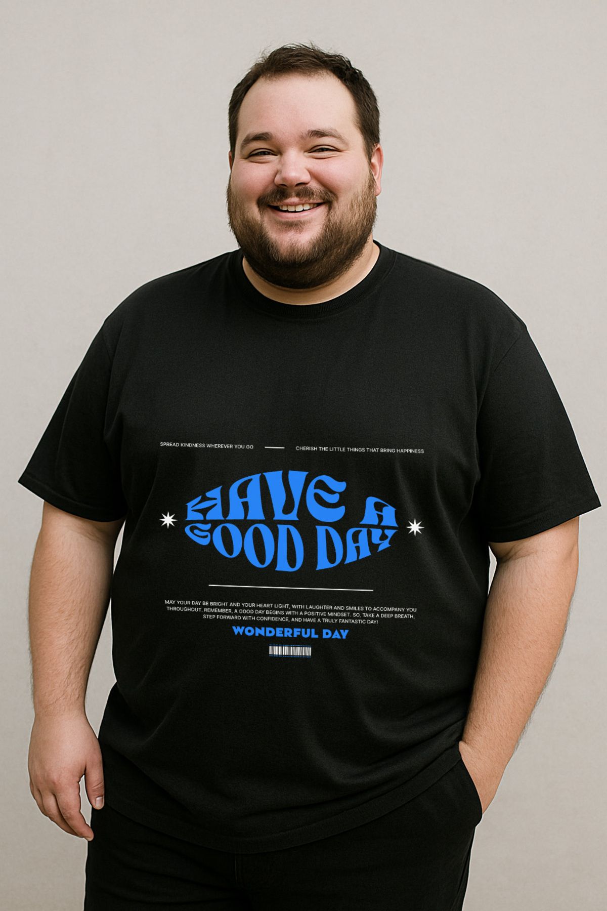 DogFish Siyah HaveAGoodDay Baskılı Tişört Şıklığa Özel
