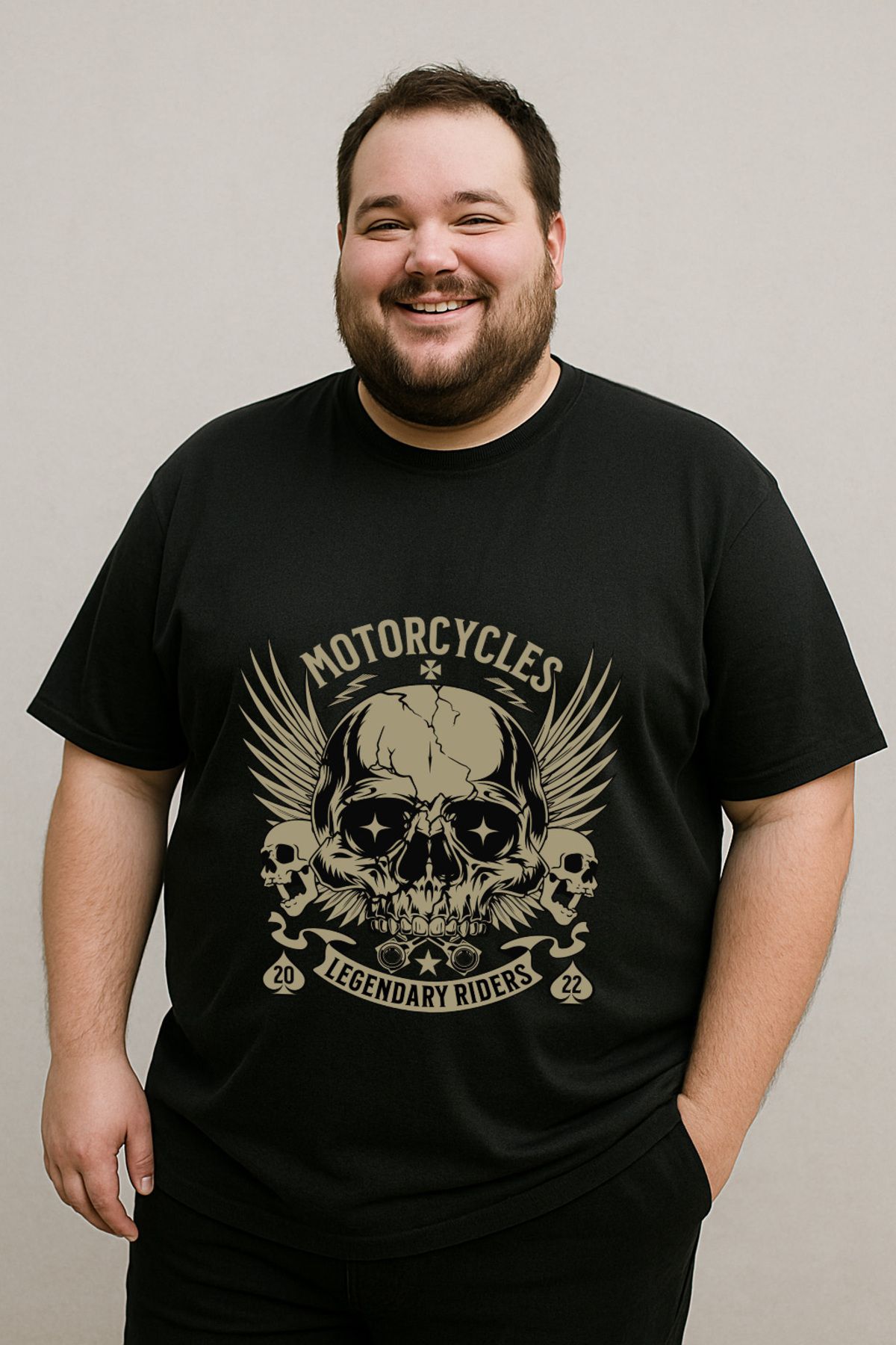 DogFish Siyah MotorcyclesLegendaryRiders Baskılı Tişört Tarzın Tamamlayıcısı