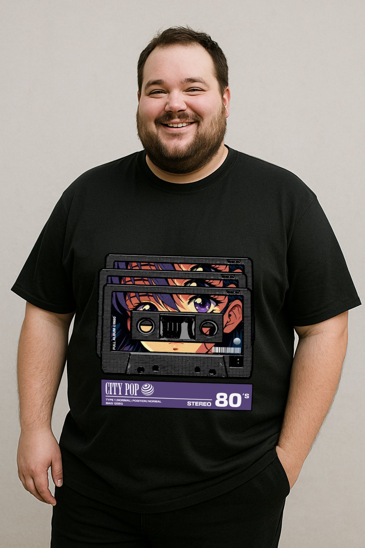 DogFish Siyah Cassette Baskılı Tişört %100 Pamuk Konforu