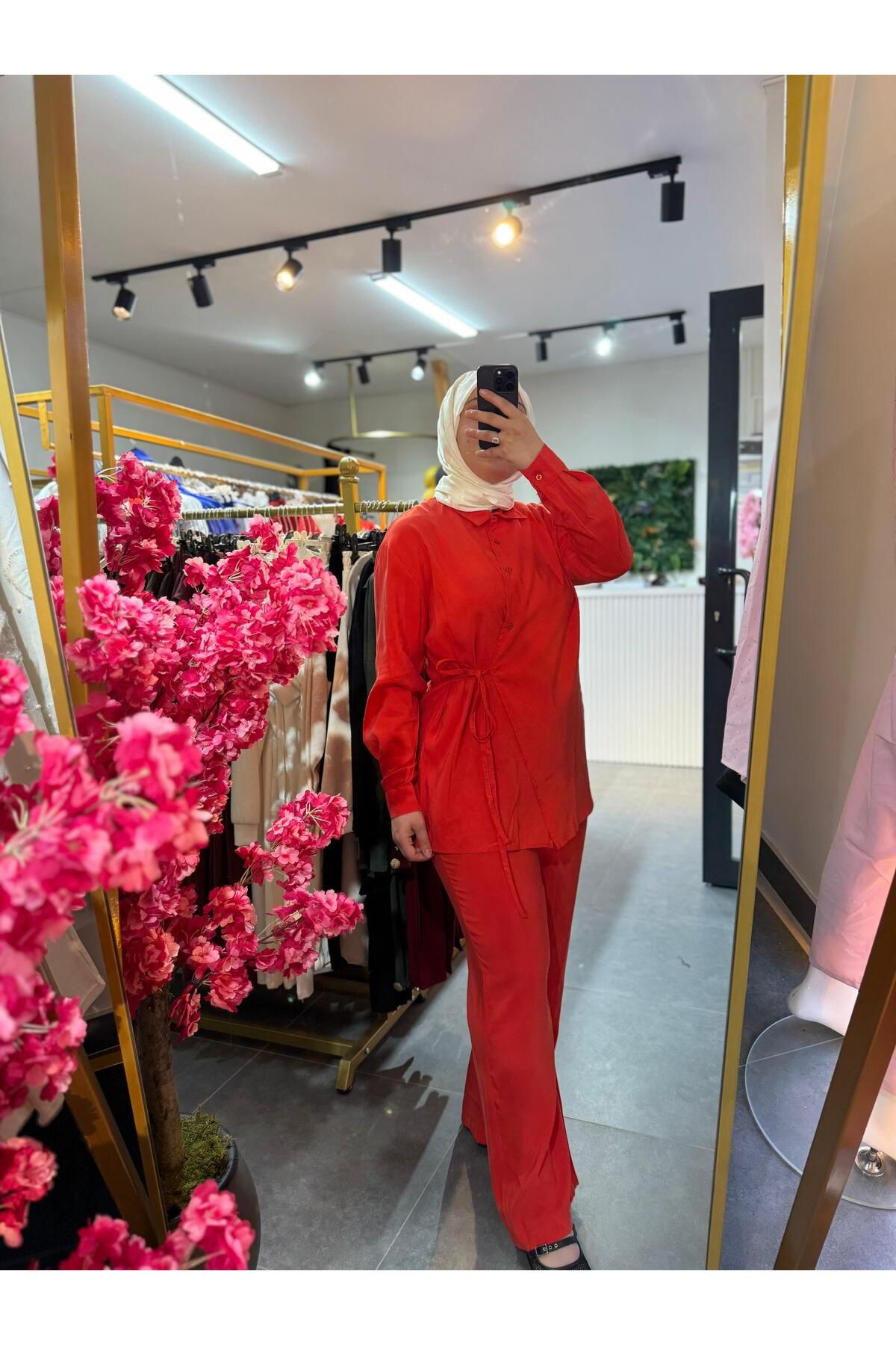 Büşra Fashion NAR ÇİÇEĞİ MODAL KUMAŞ TAKIM