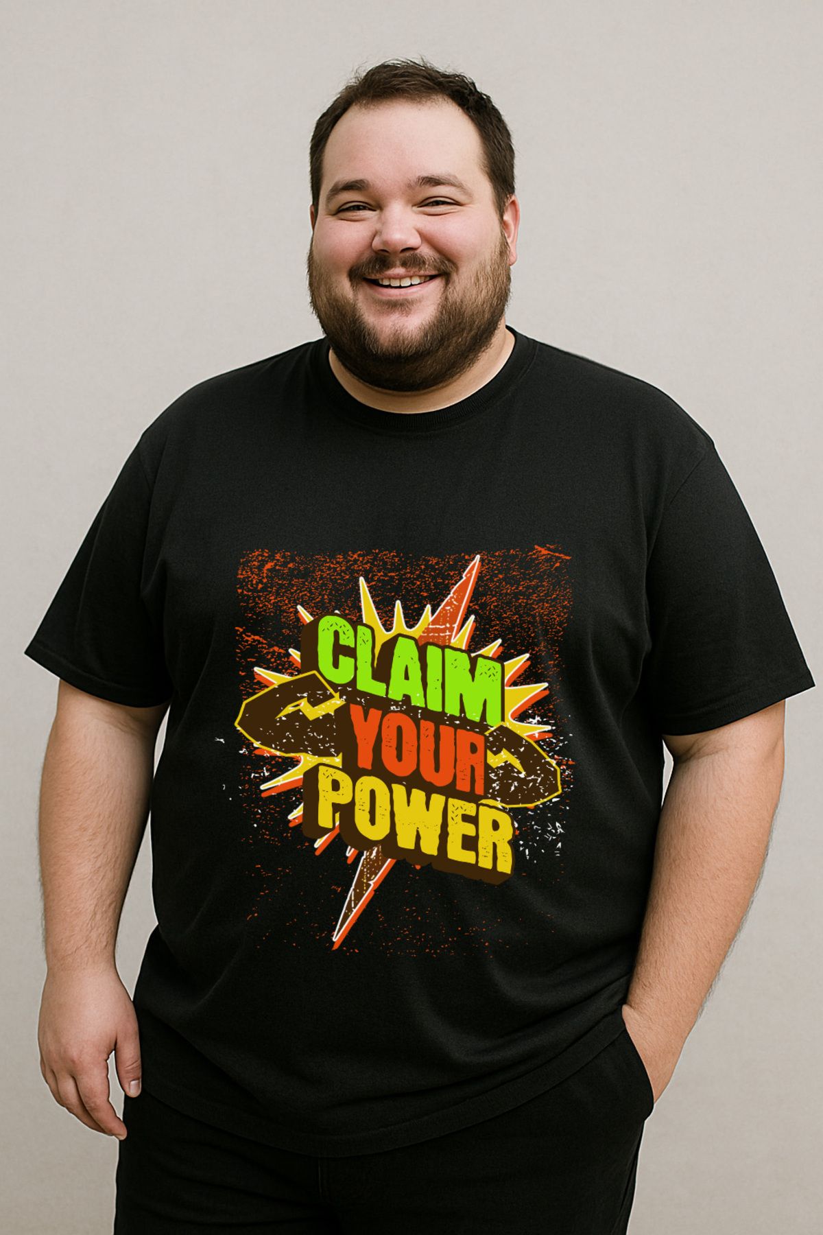 DogFish Siyah ClaimYourPower Baskılı Tişört Soft Dokunuş