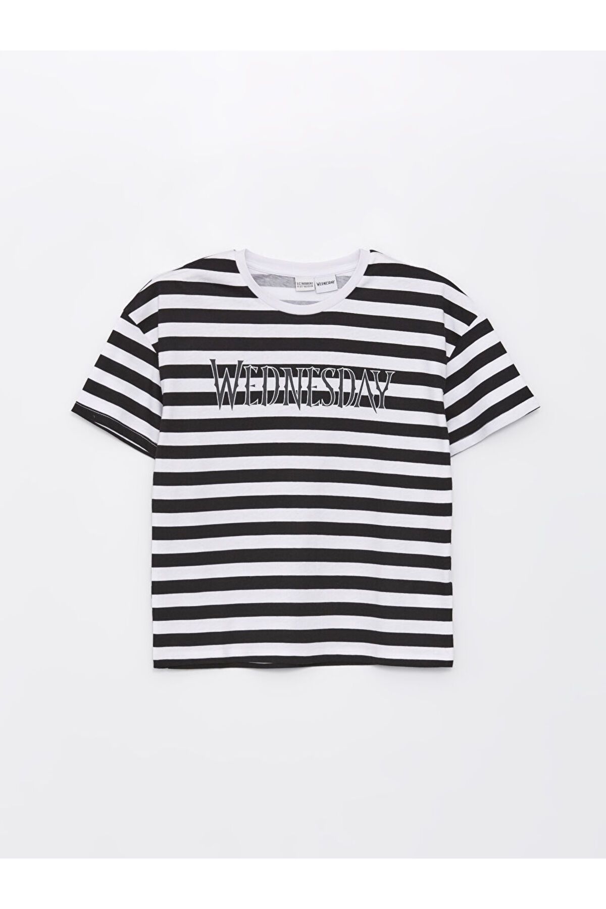LC Waikiki LCW Kids Siyah Bisiklet Yaka Çizgili Kısa Kollu Kız Çocuk Tişört S4BH57Z4NVY25