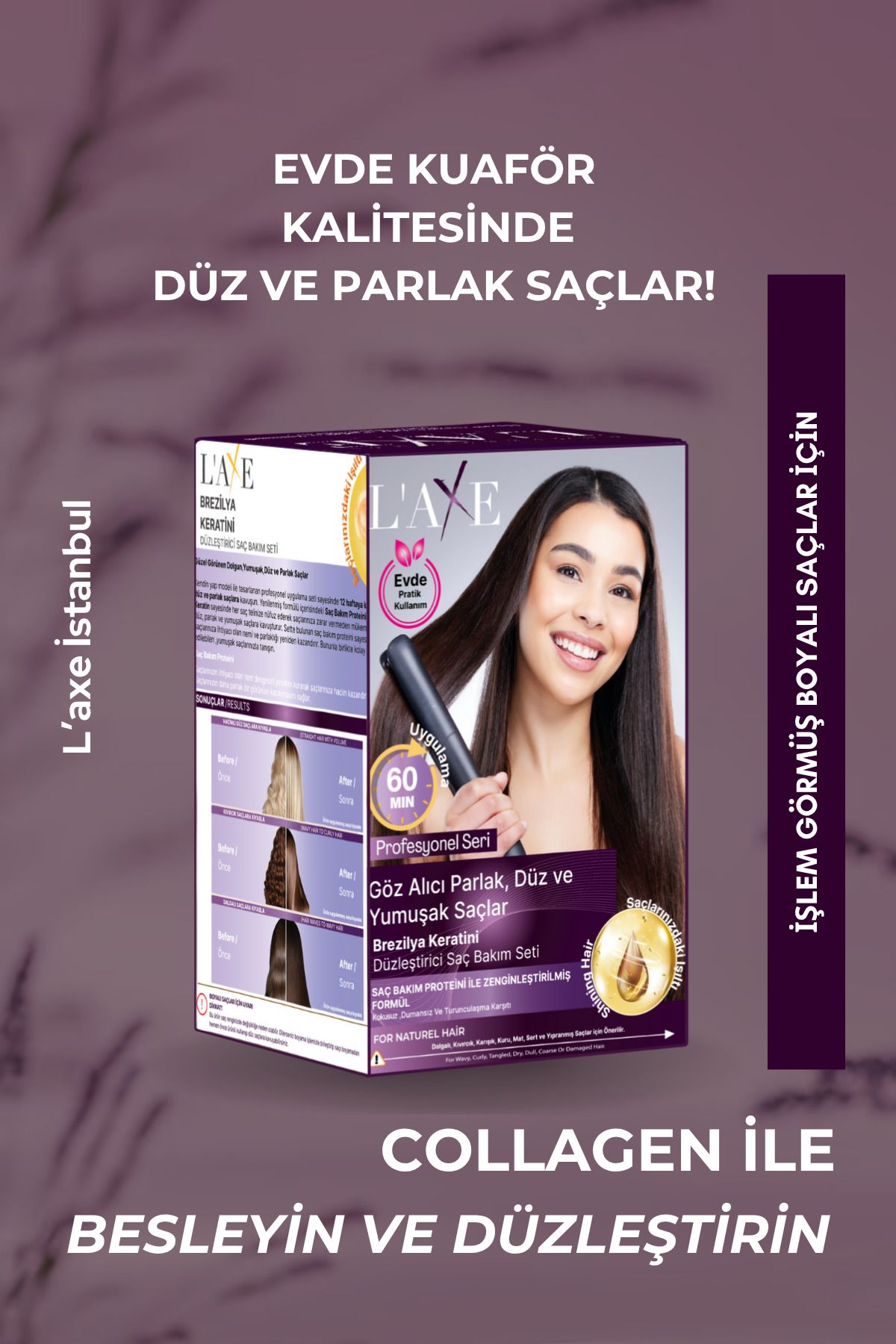 Professional Laxe İstanbul Laxe Yağlı Saçlar İçin Brezilya Keratini Düzleştirici Saç Bakım Seti