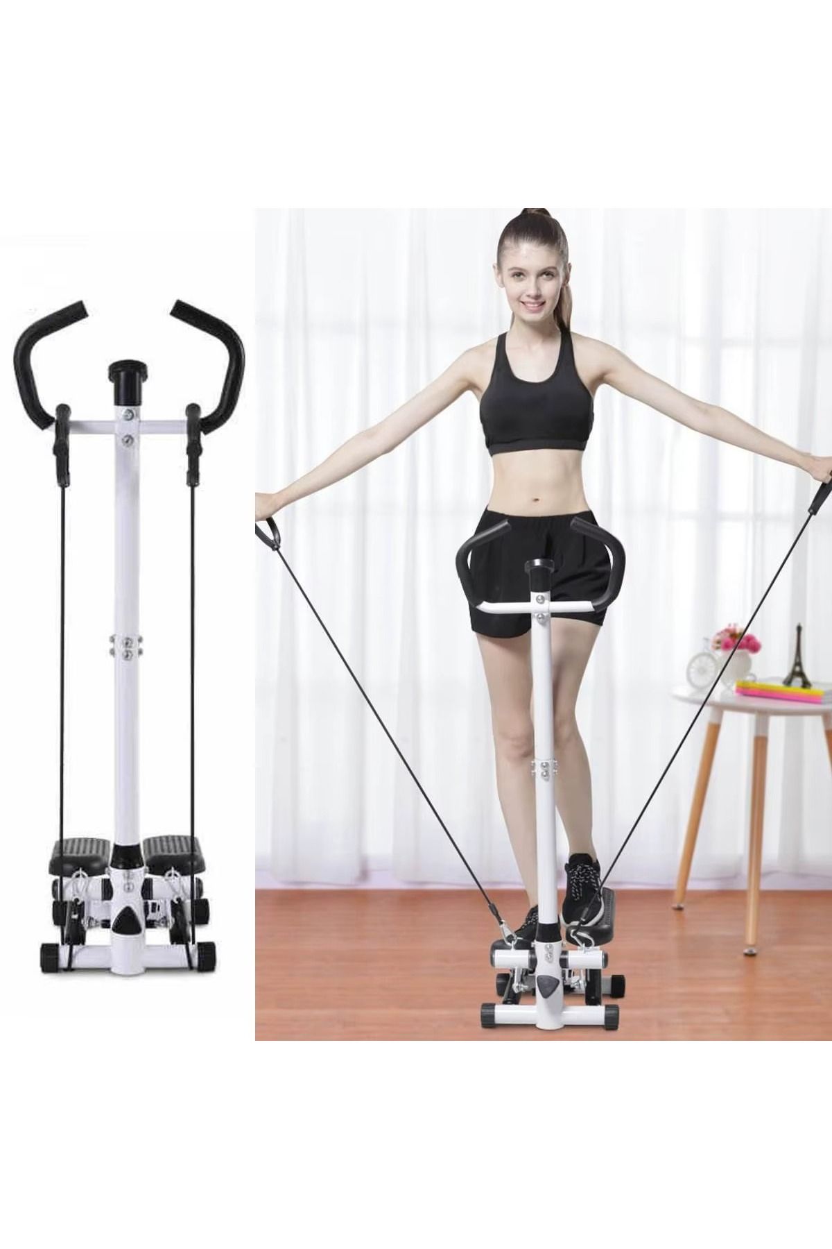 TeknoClass Dikey Model Stepper Egzersiz Aleti Bantlı Adım Bandı Step Hava Tırmanıcısı LCD Ekranlı Adım Aleti