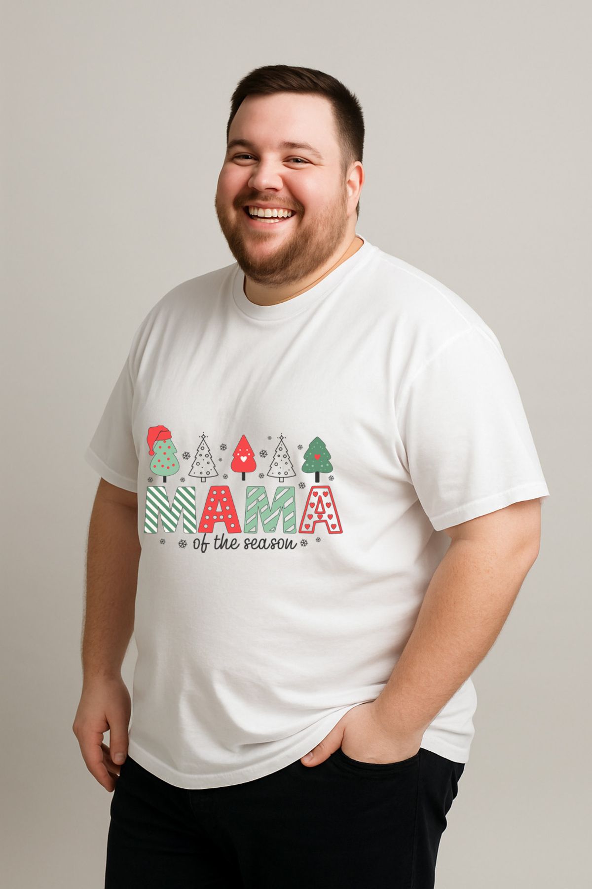 DogFish Beyaz MamaoftheSeasonChristmasShirtDesign Baskılı Tişört Tarzın Tamamlayıcısı