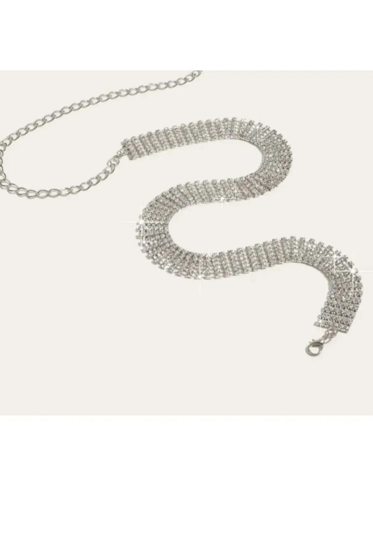 Zanora Kristal taslı rhinestone abiye kemer 6 sıralı