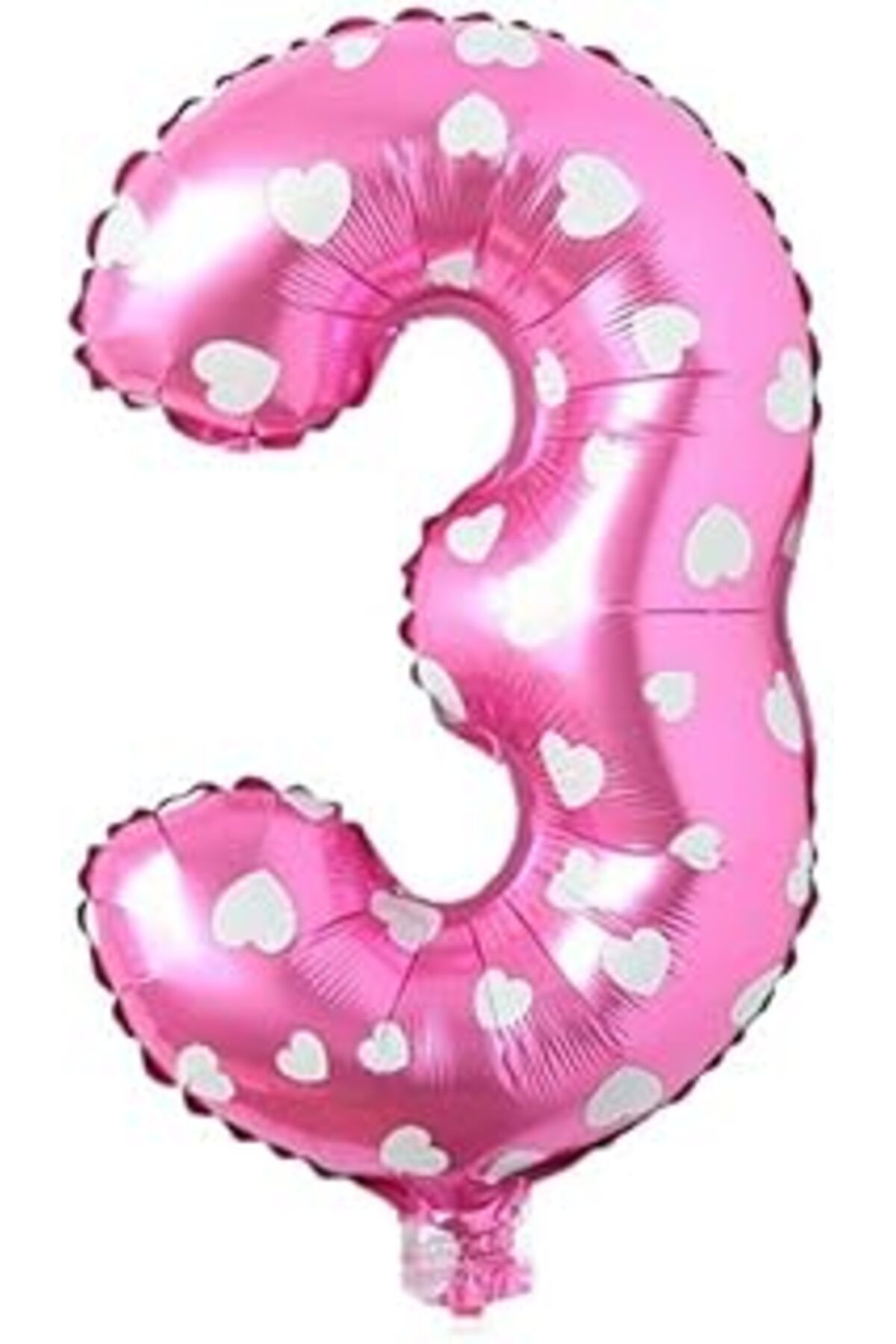 Karachil Parti Vitrini 3 Rakamlı 16 İnç Pembe Kalpli Folyo Balon 36 Cm (Pembe)
