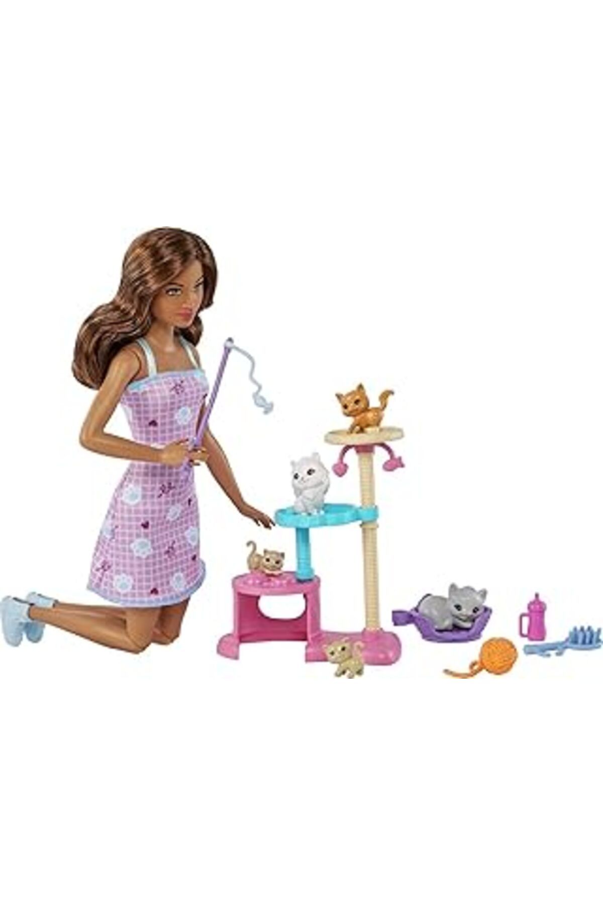 Mu Art Ahşap Barbie Ve Yavru Kedileri Oyun Seti, 3 Yaş Ve Üzeri, Hhb70