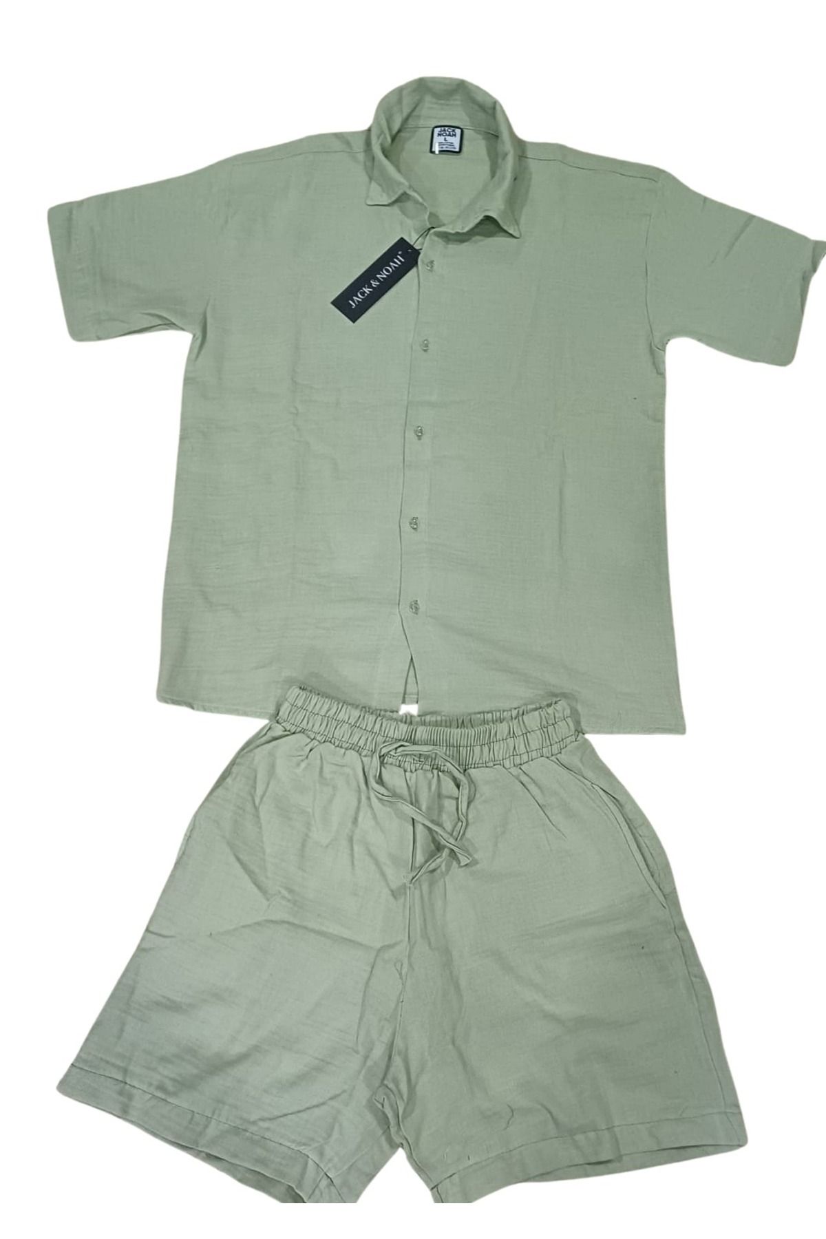 DWN WEAR KETEN KISAKOL GÖMLEK ŞORT TAKIM Kadın& Erkek