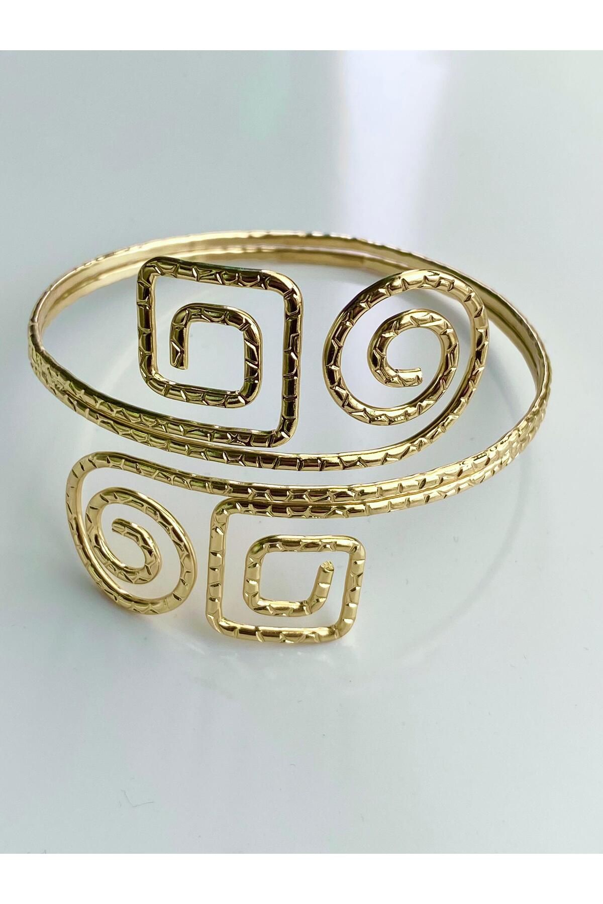 sain jewelry Altın Rengi Yuvarlak Kare Kol Aksesuarı Pazu bilekliği