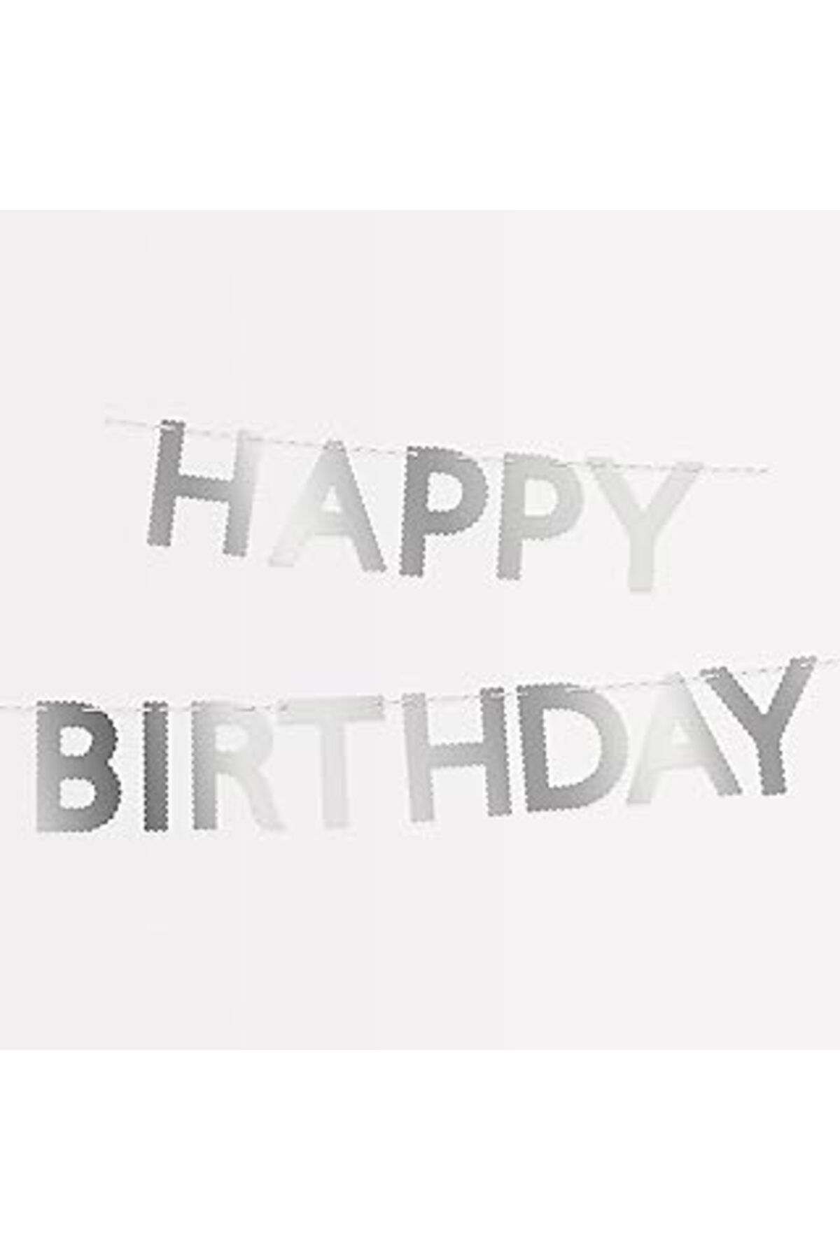 Karachil Meri Meri - Tırtıklı Gümüş Happy Birthday Asılan Süs