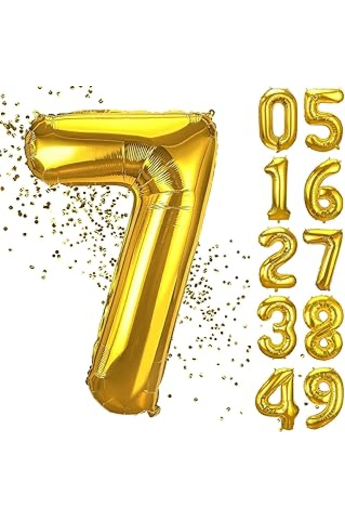 Pazarcan Xesha 7 Yaş Doğum Günü Rakamlı Balon Yaş Günü Gold Renk Uçan Balon 102 Cm Doğum Günü Ve Parti Dekor