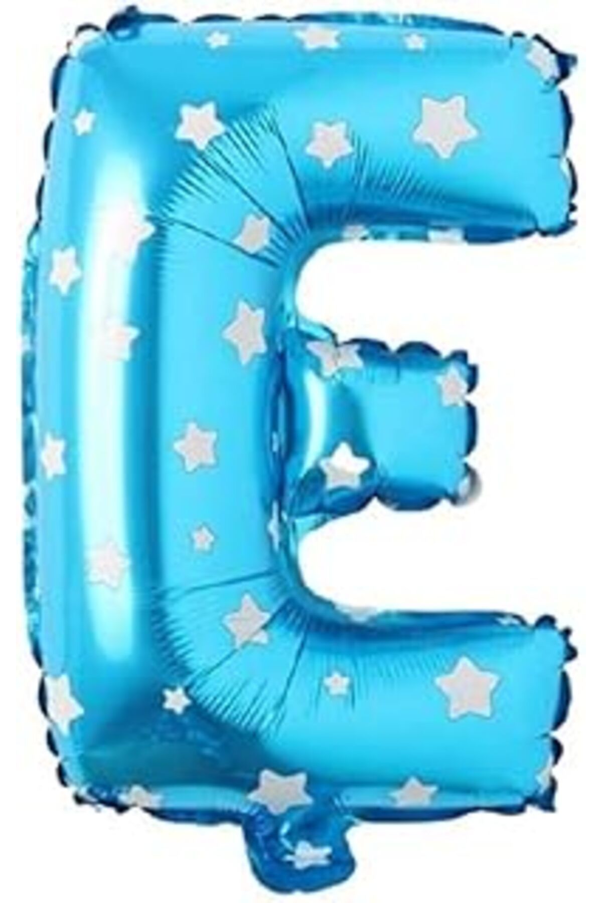 Karachil Parti Vitrini E Harfi 16 Inç Mavi Yıldızlı Renk Folyo Balon 36 Cm (MAVİ)