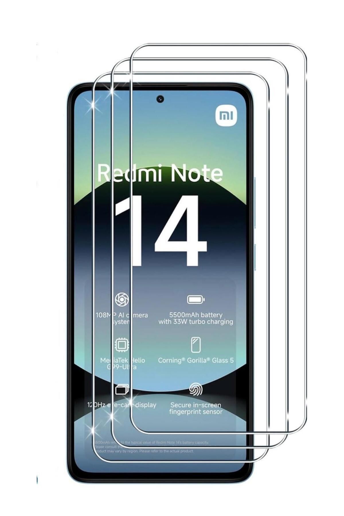Store Xiaomi Redmi Note 14 4G/5G Tam Kaplayan Ekran Koruyucu Cam Film Kırılmaz Tamperli Çizilmez Dayanıklı