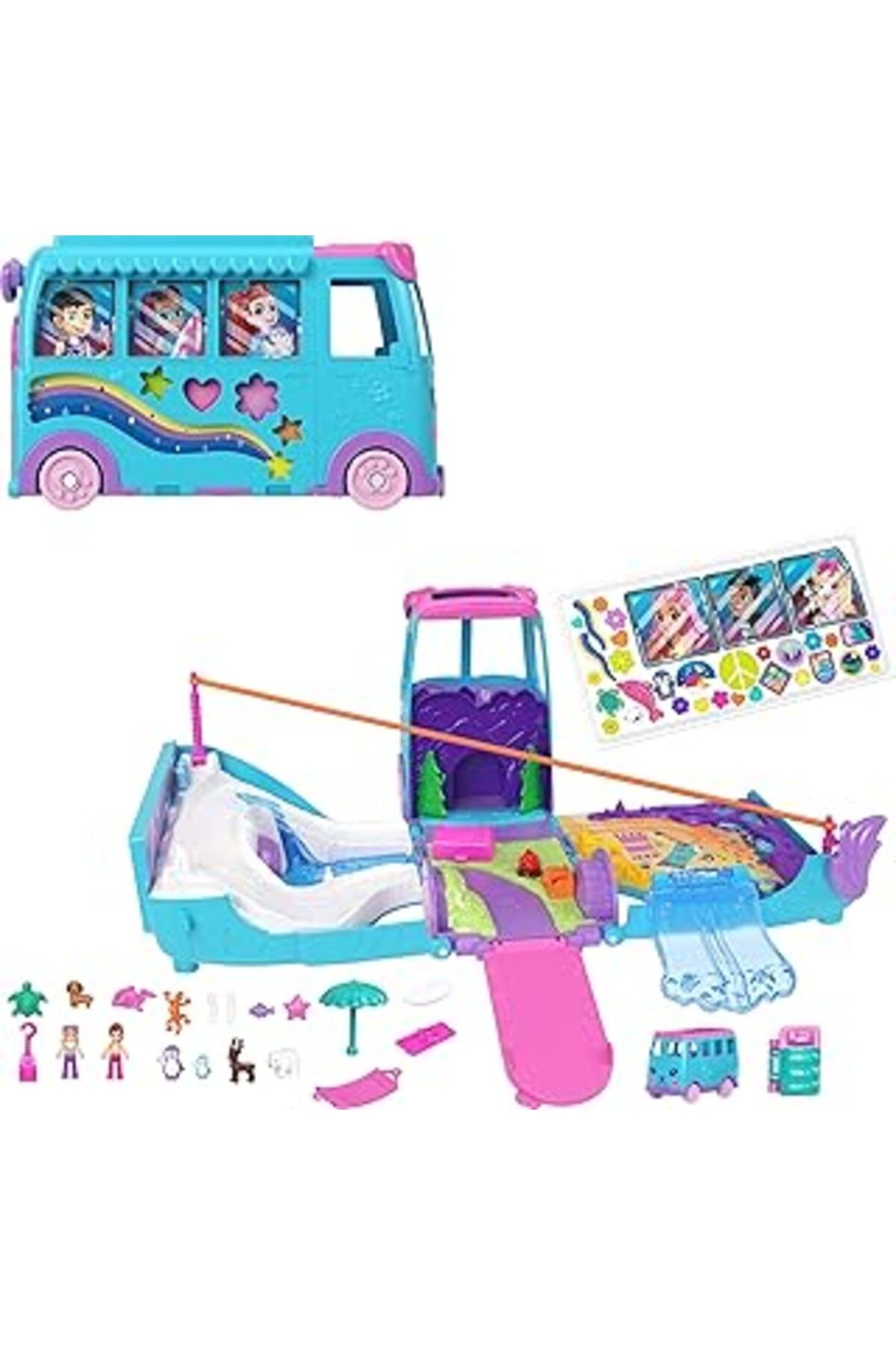 Karachil Polly Pocket™ Karavan Macerasi™ Polly Pocket Karavan Macerası Oyun Seti, Mikro Bebekler, Dönüştürül