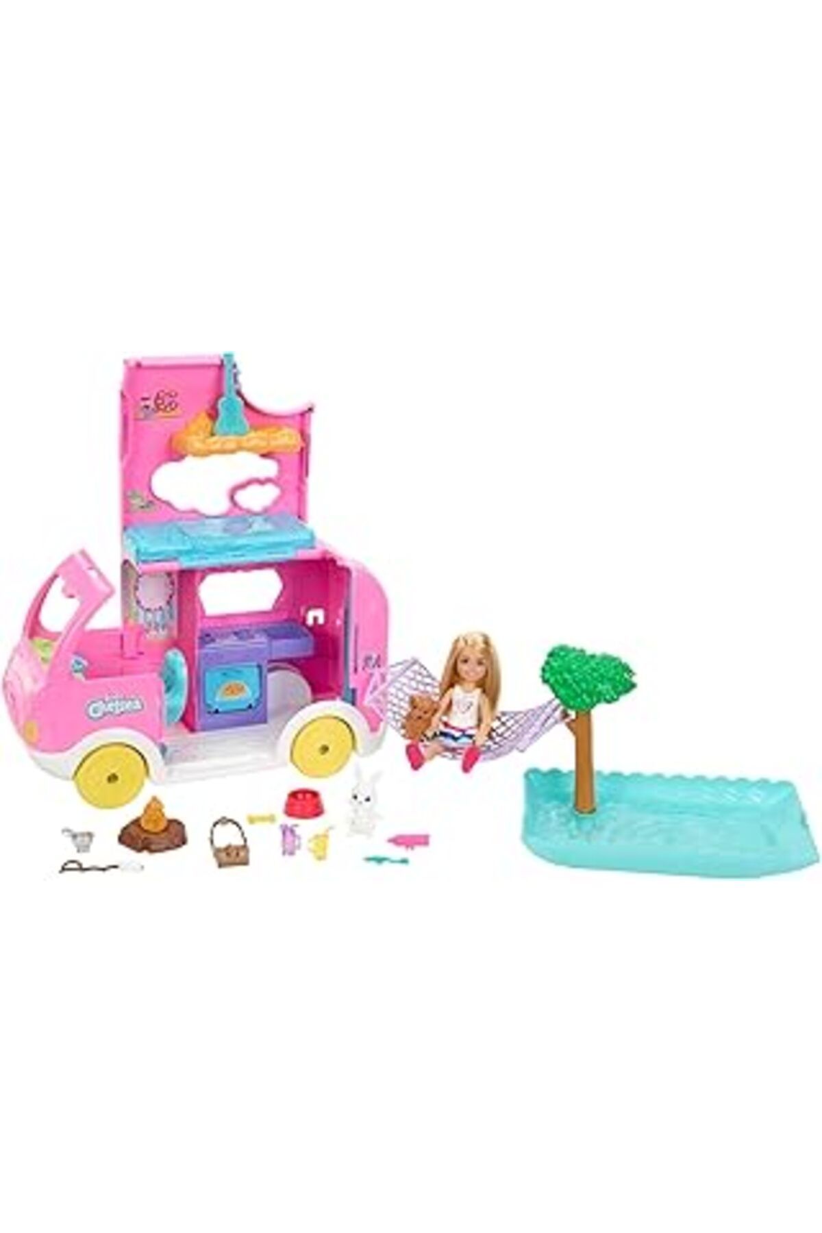 Karachil Barbie Chelsea'Nin Yeni Karavanı Barbie® Chelsea™'Nin Yeni Karavanı, Chelsea™ Bebek, 2 Evcil Hayvan