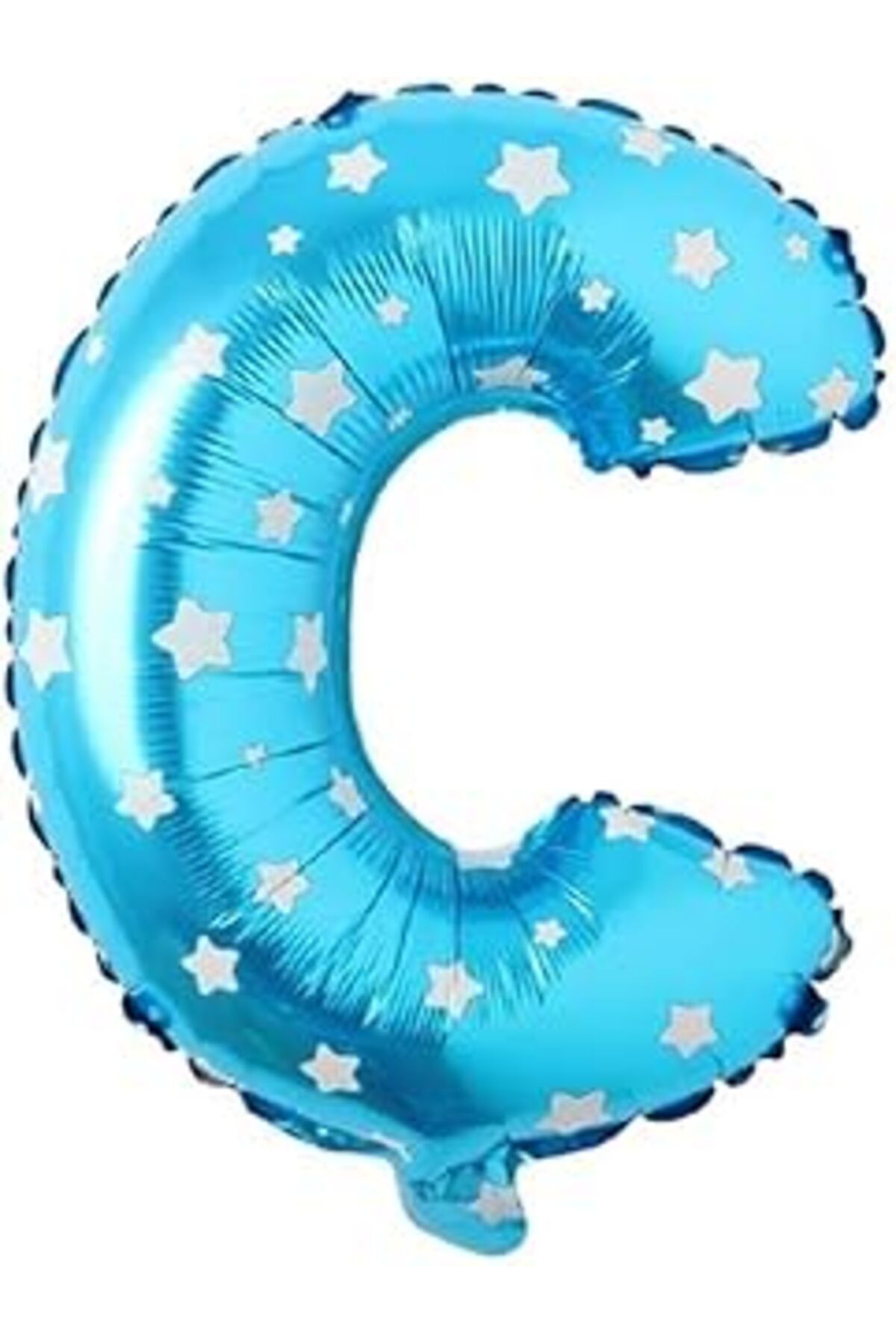 Karachil Parti Vitrini C Harfi 16 İnç Mavi Yıldızlı Renk Folyo Balon 36 Cm (Mavi)