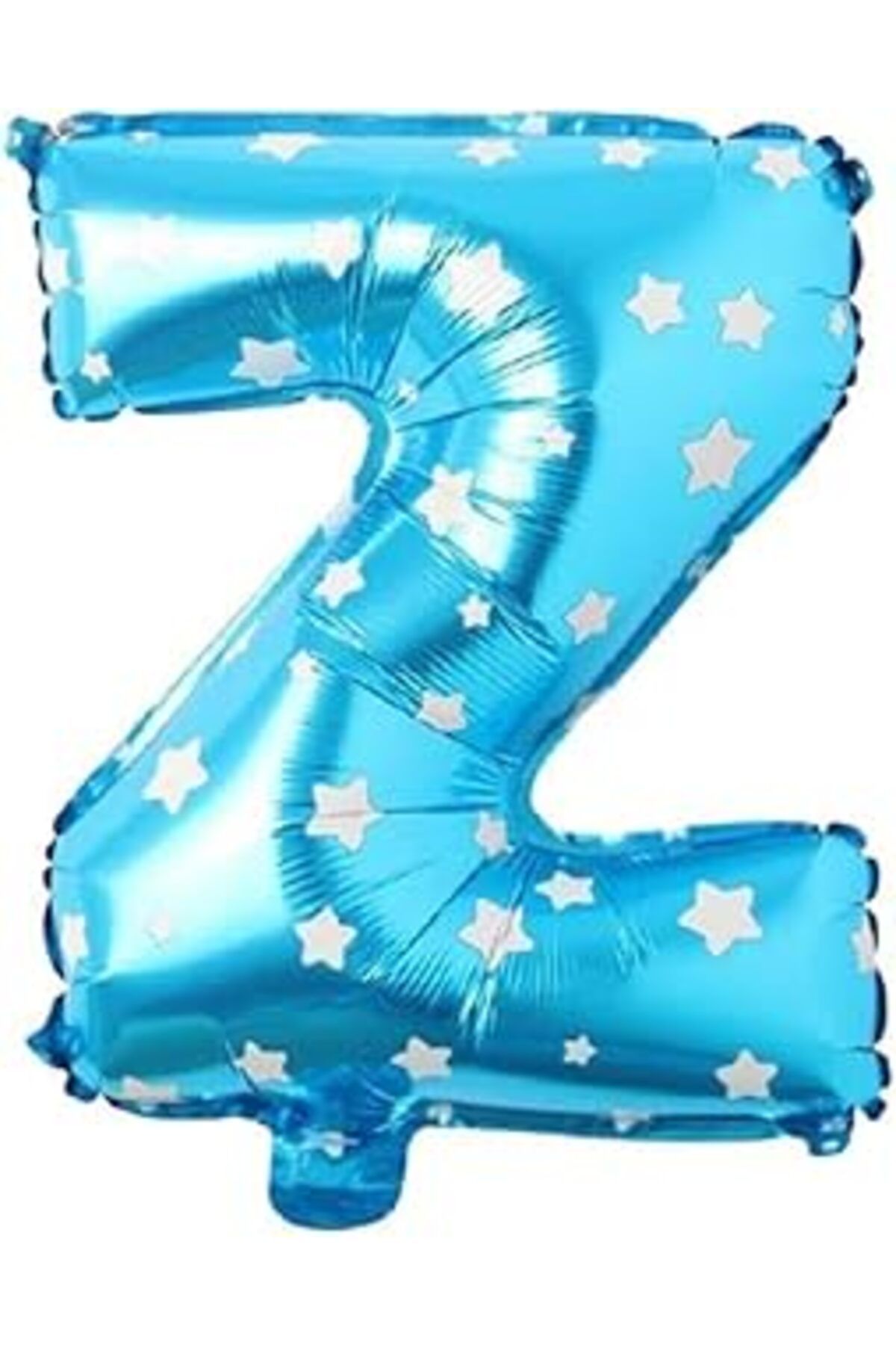Roses Store Parti Vitrini Z Harfi 16 İnç Mavi Yıldızlı Renk Folyo Balon 36 Cm (Mavi)