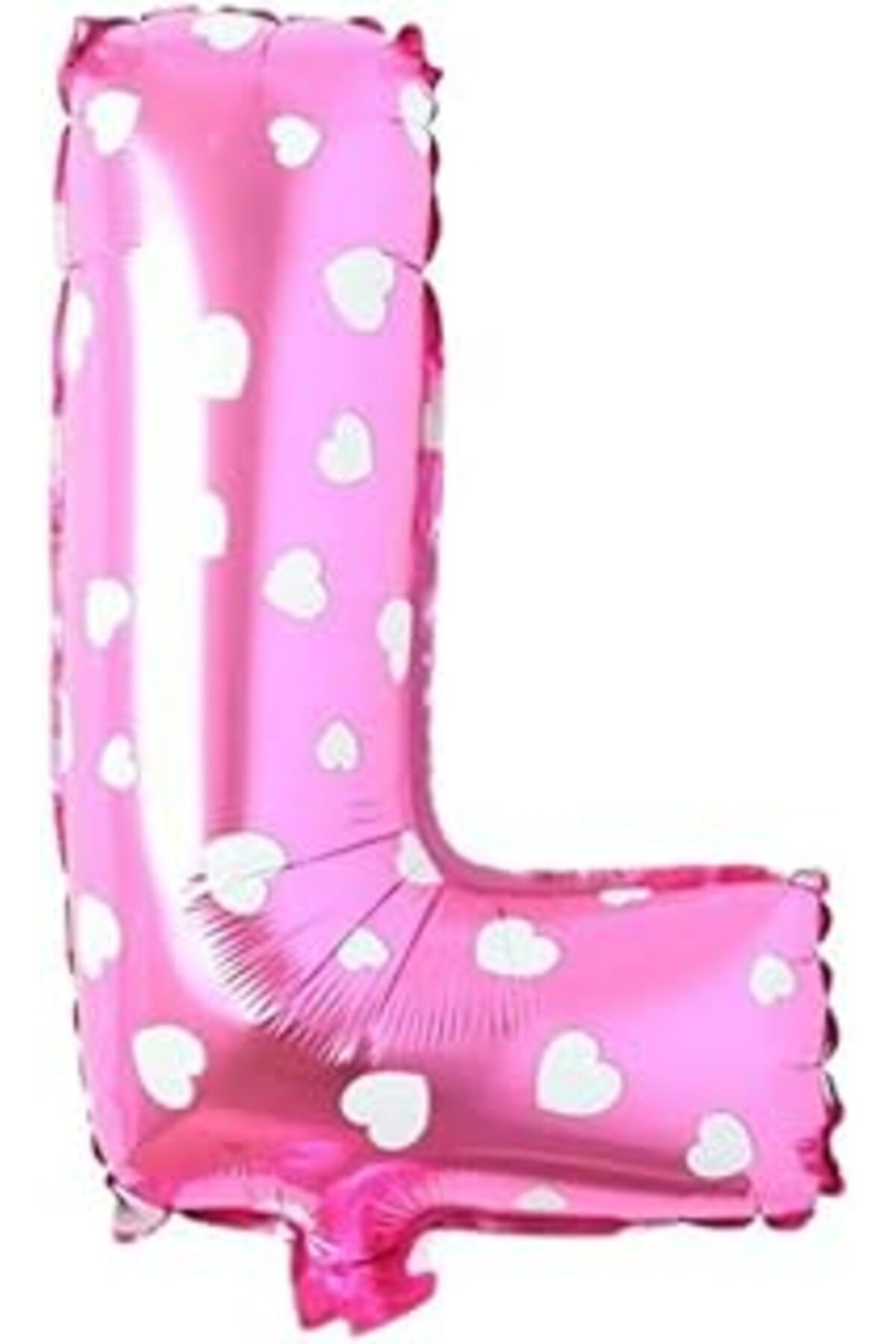 Karachil Parti Vitrini L Harfi 16 Inç Pembe Kalpli Renk Folyo Balon 36 Cm (PEMBE)