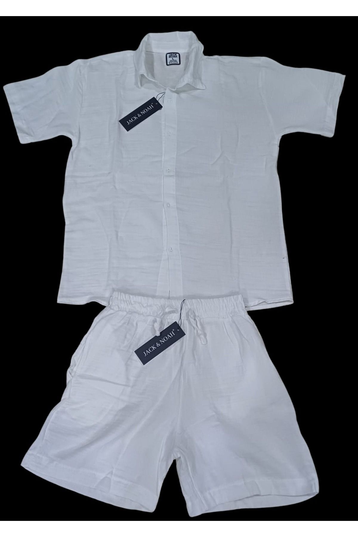 DWN WEAR KETEN KISAKOL GÖMLEK ŞORT TAKIM Kadın& Erkek