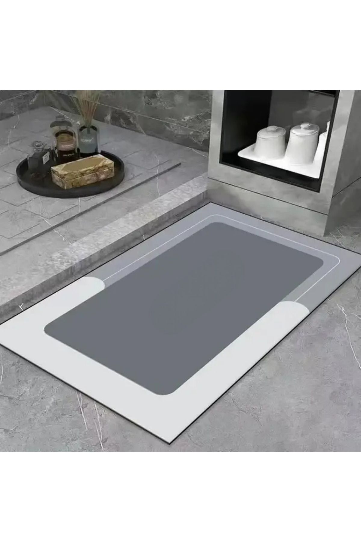 MAİN SHOP Kare Sihirli Su Emici Banyo Paspası Kaymaz Tabanlı Ayak Paspası 38x58 cm Yazısız Model M-60