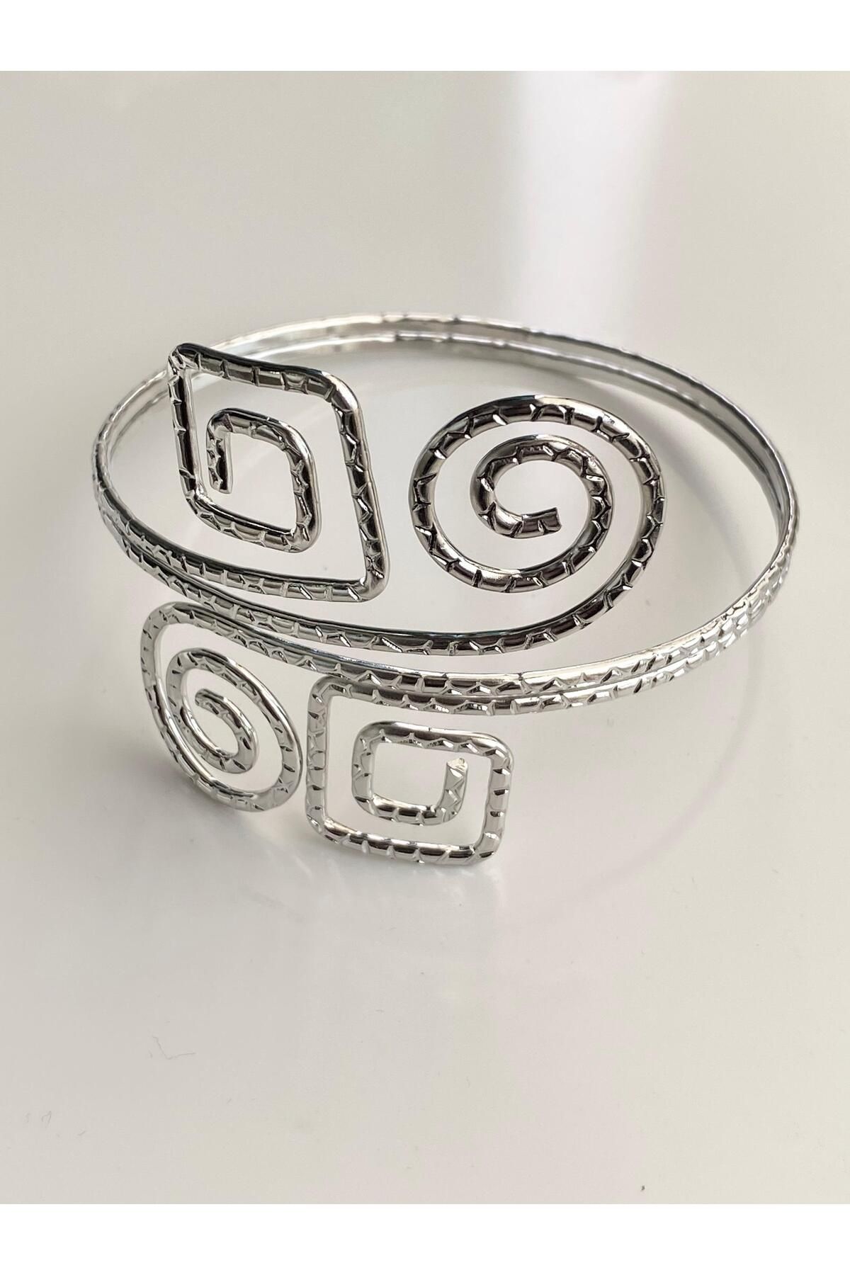 sain jewelry Gümüş Rengi Yuvarlak Kare Kol Aksesuarı Pazu bilekliği