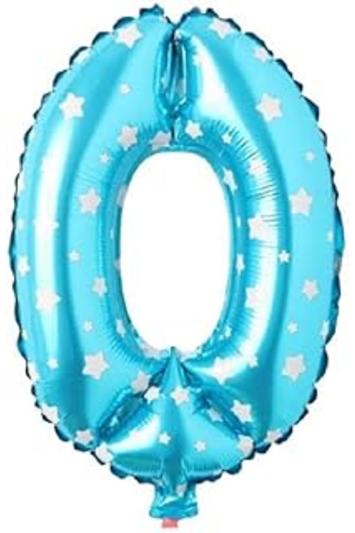 Karachil Parti Vitrini 0 Rakamlı 16 İnç Mavi Yıldızlı Folyo Balon 36 Cm (Mavi)
