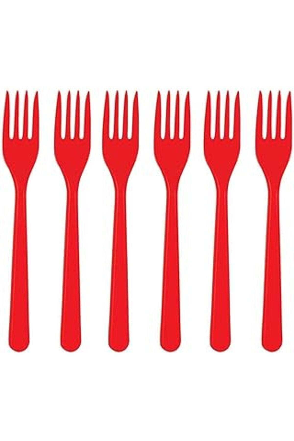 Karachil Plastik Kırmızı Çatal 25'Li