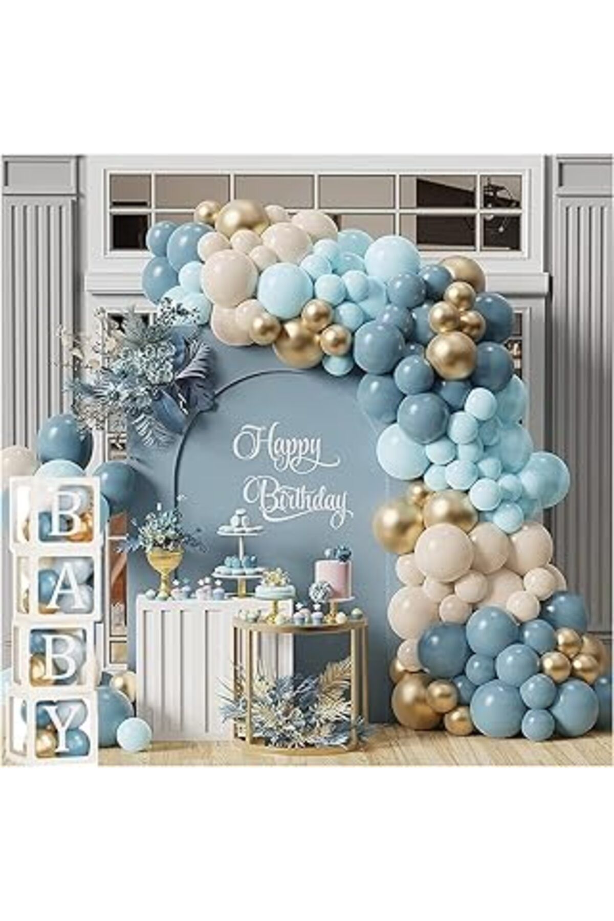 Karachil Patladı Gitti Okyanus Temalı Baby Shower Set 119 Parça; Baby Kutu Ve Lateks Balon Set