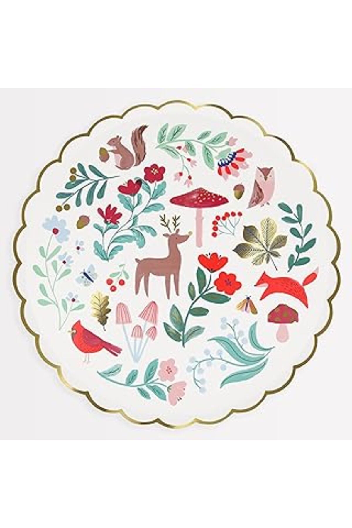 Karachil Meri Meri - Winter Woodland Dinner Plates - Orman Tabak (L) (8'Li)