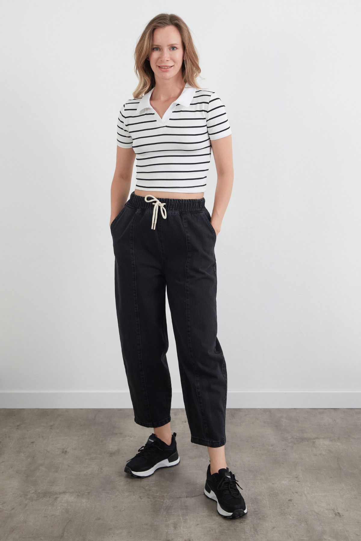 Fulla Moda-Tricou cu gât polo cu dungi 2