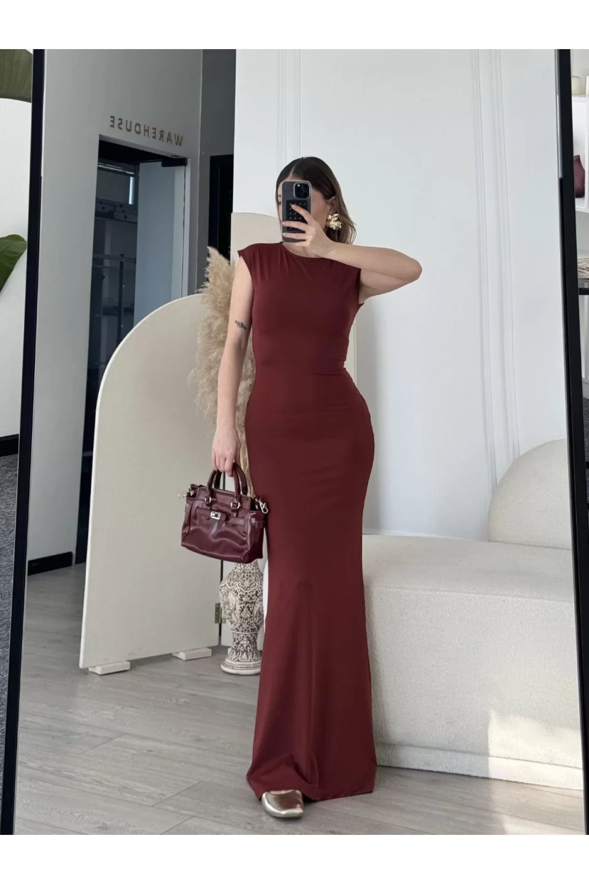 Glanora Esnek Kumaşlı Kolsuz Maxi Elbise