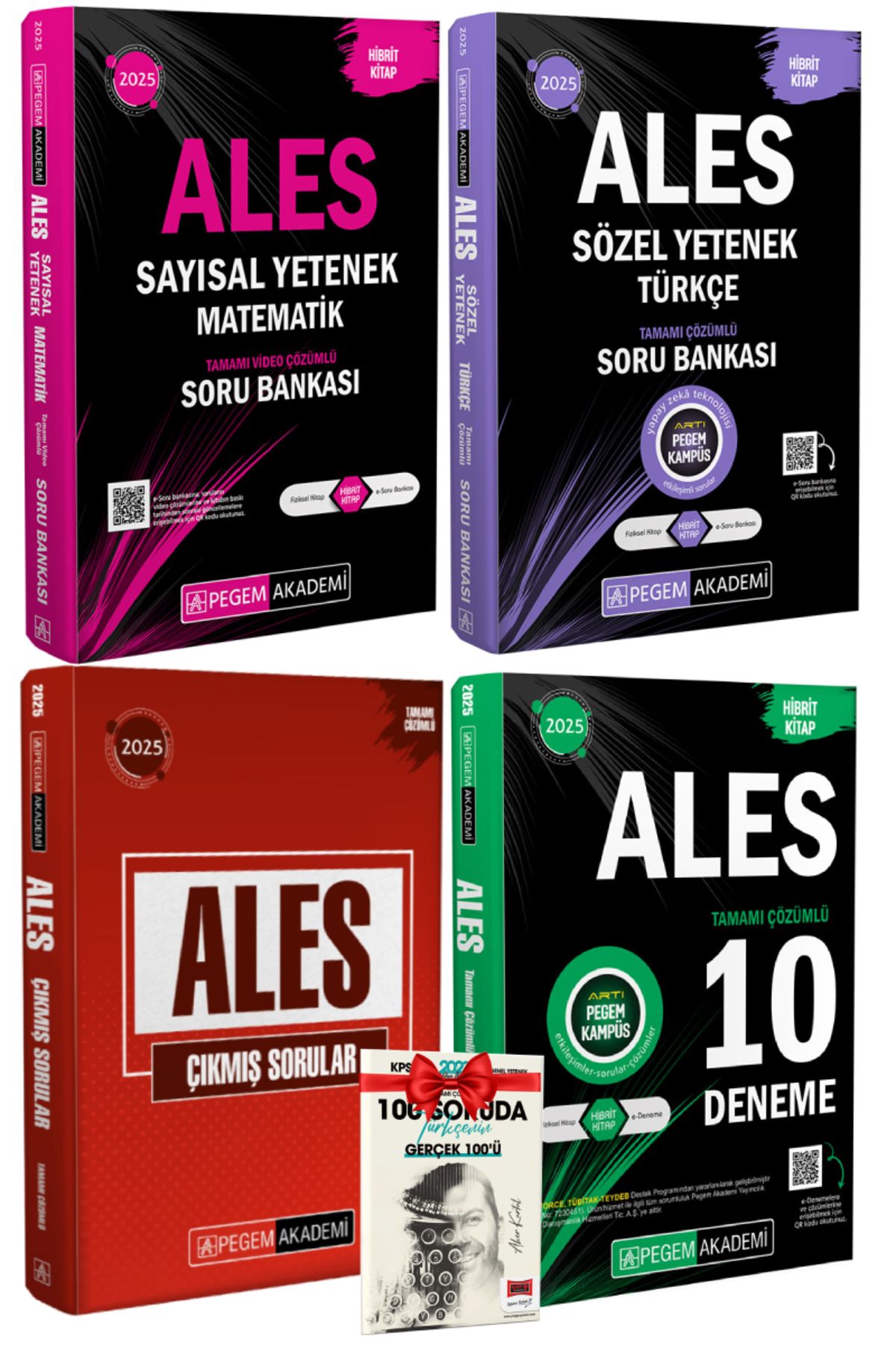 Pegem Akademi Yayıncılık 2025 Pegem Ales Sayısal Soru Bankası+Sözel Soru Bankası+ Ales Çıkmış Sorular+Ales Deneme+Hediye