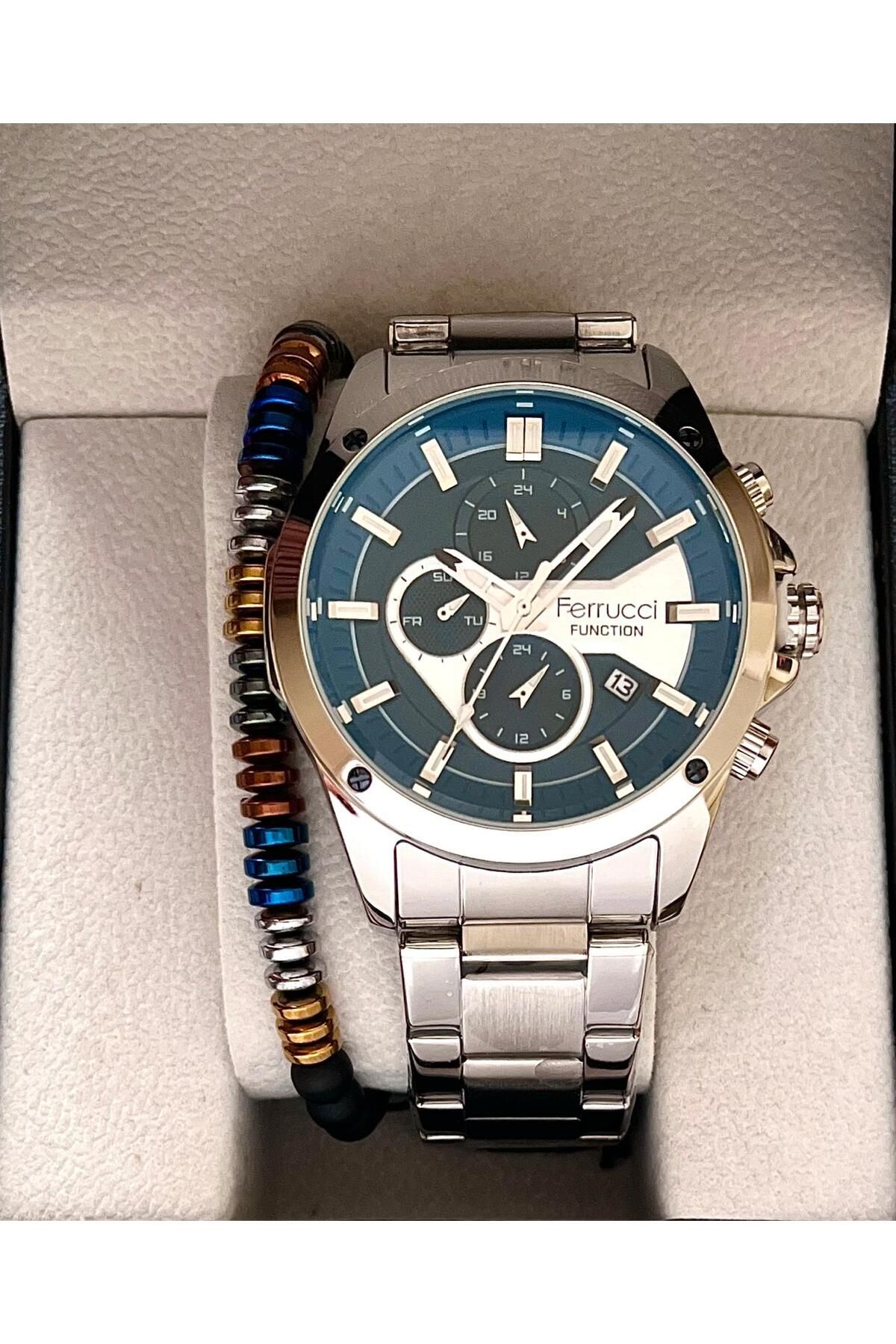 Ferrucci Spor Şık Model Fonksiyonlu&Takvimli Erkek Kol Saat+Bileklik