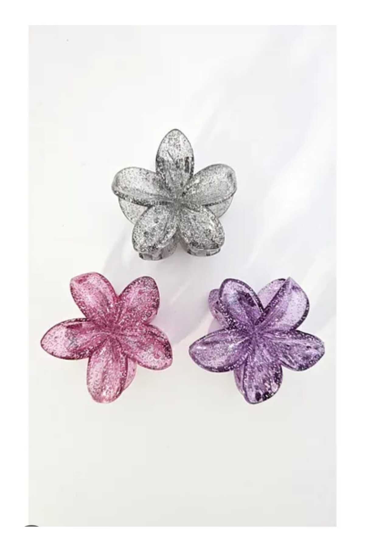 SHOPNEST 12 Adet Simli Şeffaf Lotus Kadın Toka Seti Küçük Boy (4 Cm)