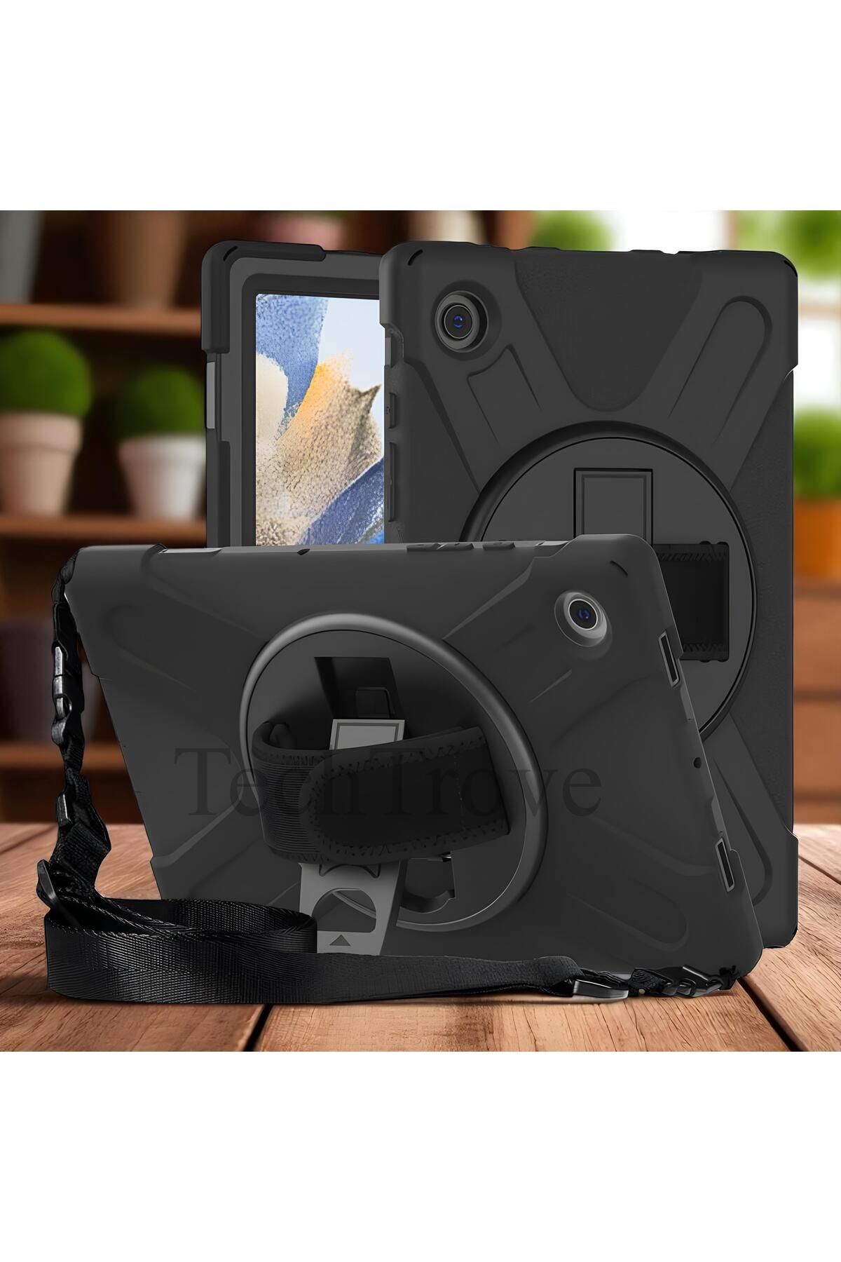TechTrove Galaxy Tab A8 10.5 SM-X200 (2021) Kılıf Maksimum Korumalı Askılı El Tutamaçlı Kılıf