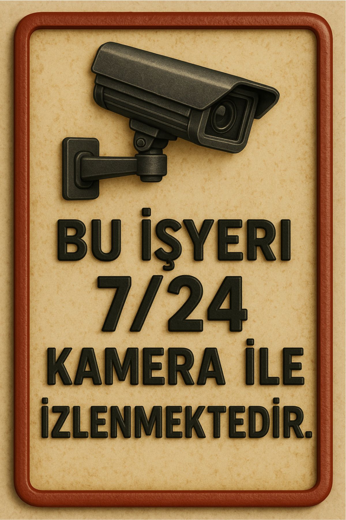 sıradışıhediyem METAL DİKKAT BUBİNA 7/24 KAMERA İLE İZLENMEKTEDİR UYARI LEVHASI 20X30 CM A4 EBATINDA