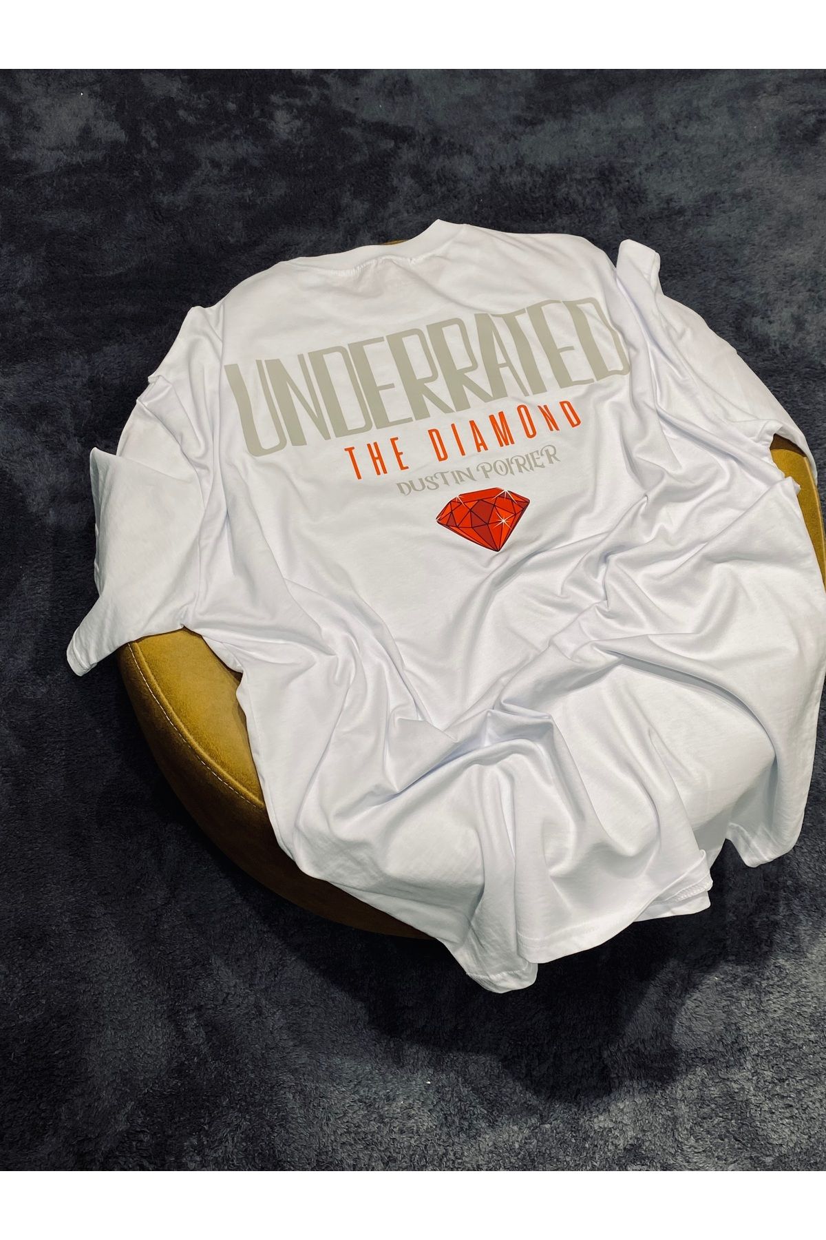 Spark Collection Ufc Dustin Poirier The Diamond %100 Pamuklu Relax Kalıp Bisiklet Yaka Beyaz Tshirt