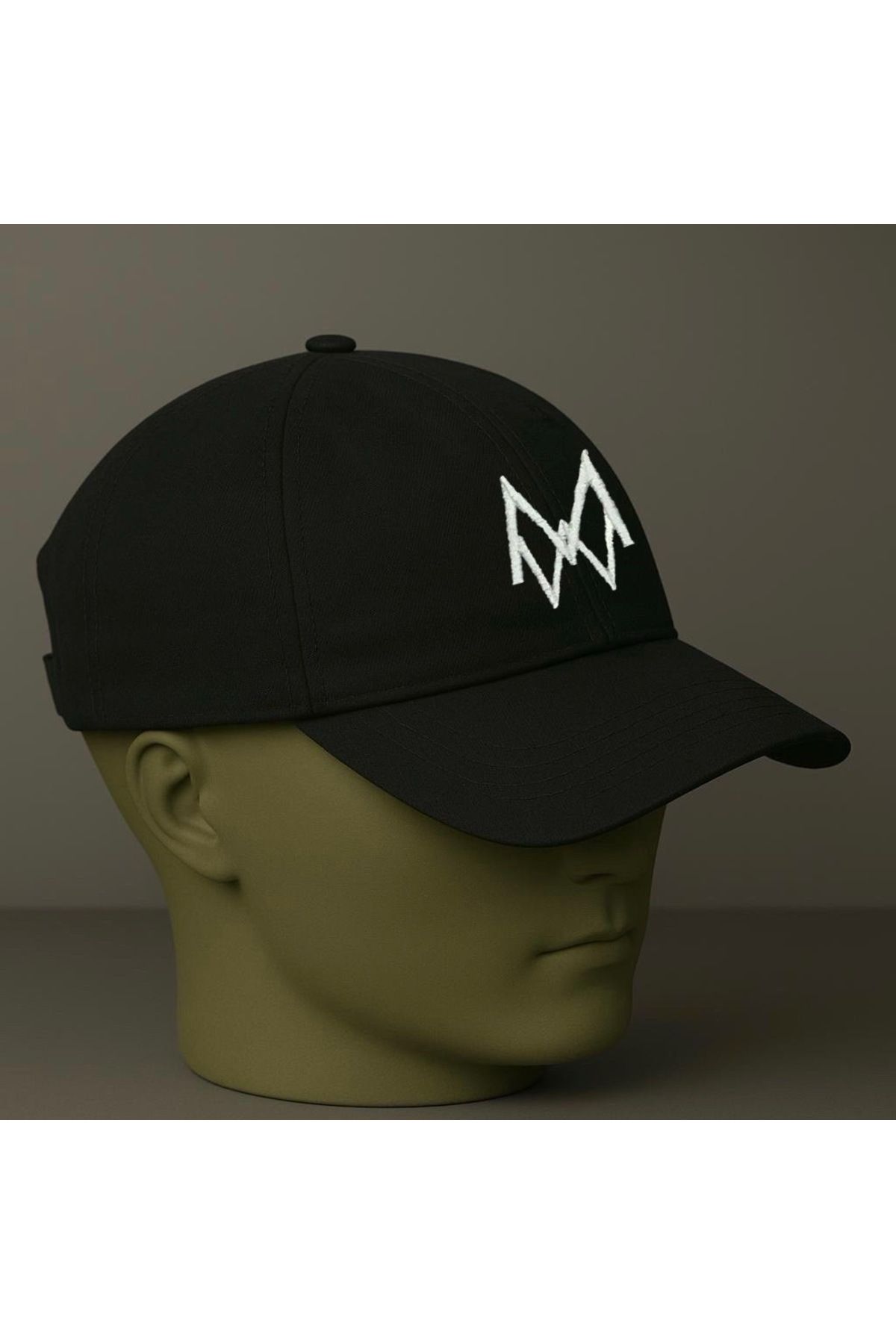 MODA Tasarım Beyaz Logo Desenli Siyah Şapka