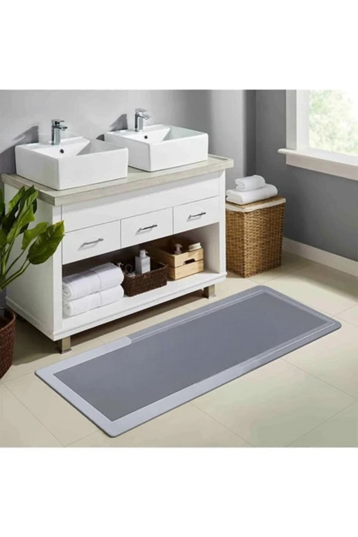 MAİN SHOP Sihirli Su Emici Mutfak Paspası Banyo Paspası Kaymaz Tabanlı 156x38 cm Yazısız Model M-61
