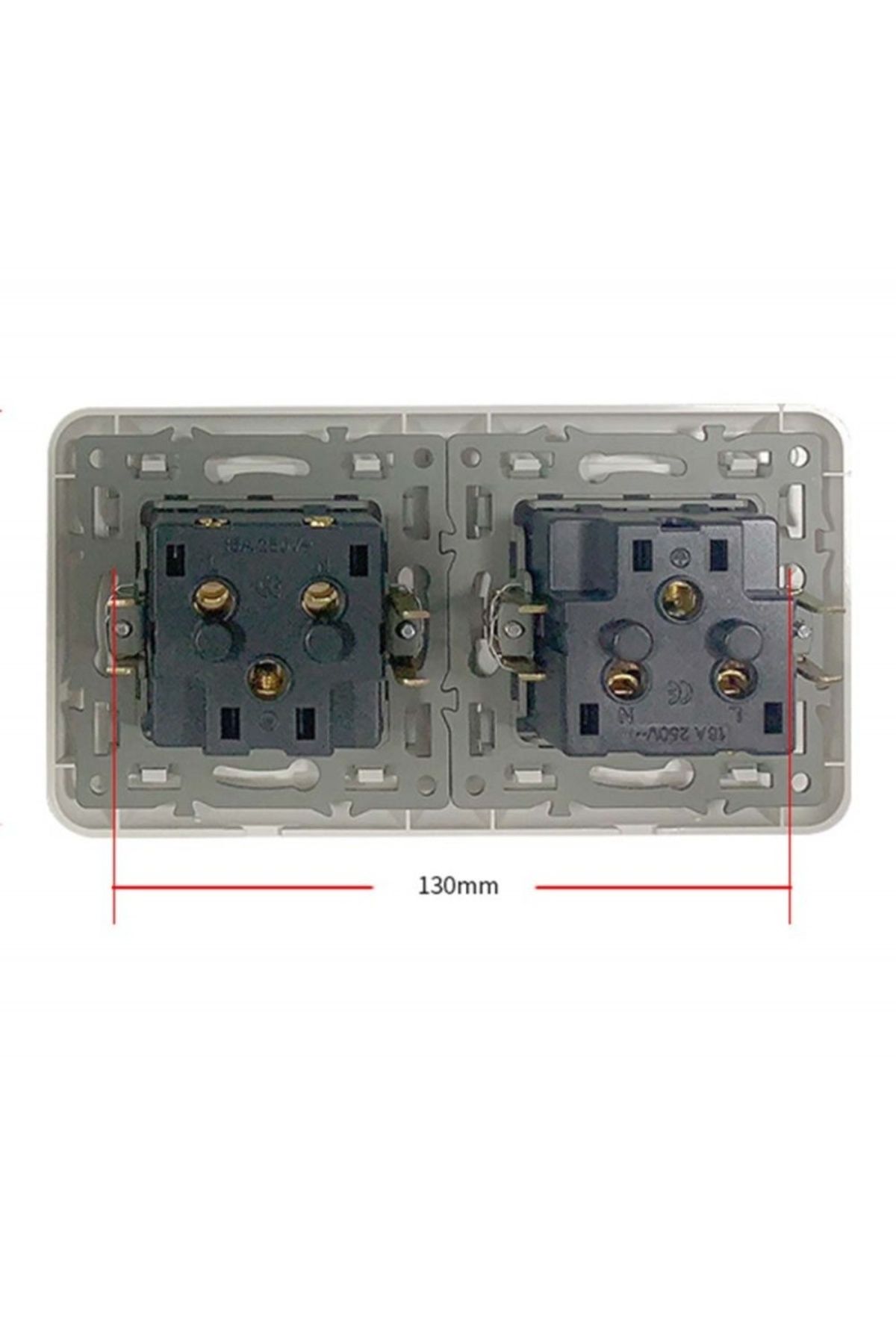 TECHSTAR-® Pc2 Socket, Double, Black Color, Polycarbonate, 16a 2