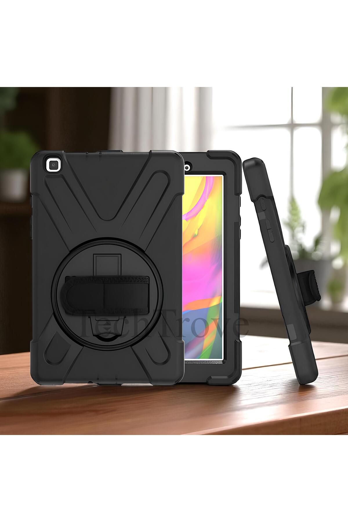 TechTrove Galaxy Tab A 8.0 (2019) T290 Kılıf Maksimum Korumalı Askılı El Tutamaçlı Kılıf